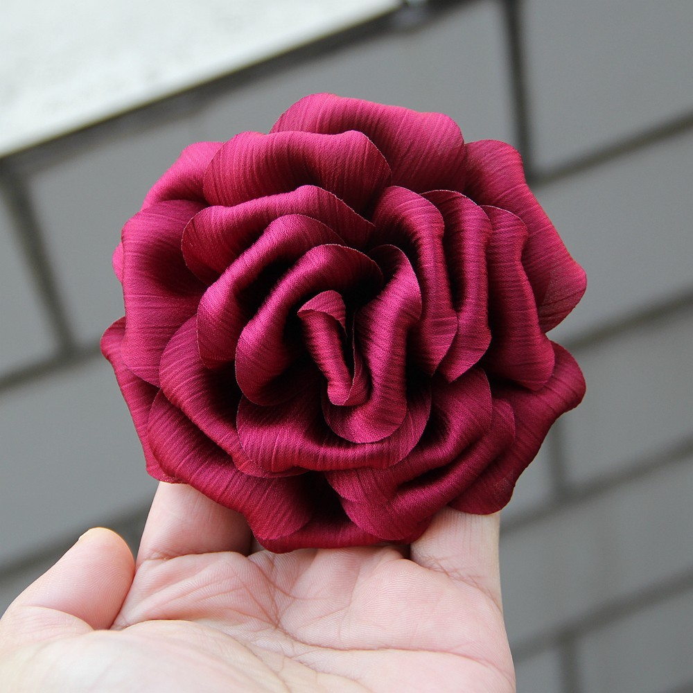 10cm Fashion Handmade Fabric Rose Flower for Women Accessories Wedding Party