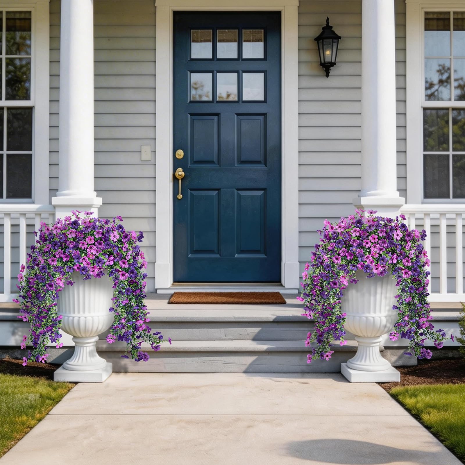 Artificial Hanging Flowers for Outdoors Faux Plants Spring Porch Decor, 2 Pcs…