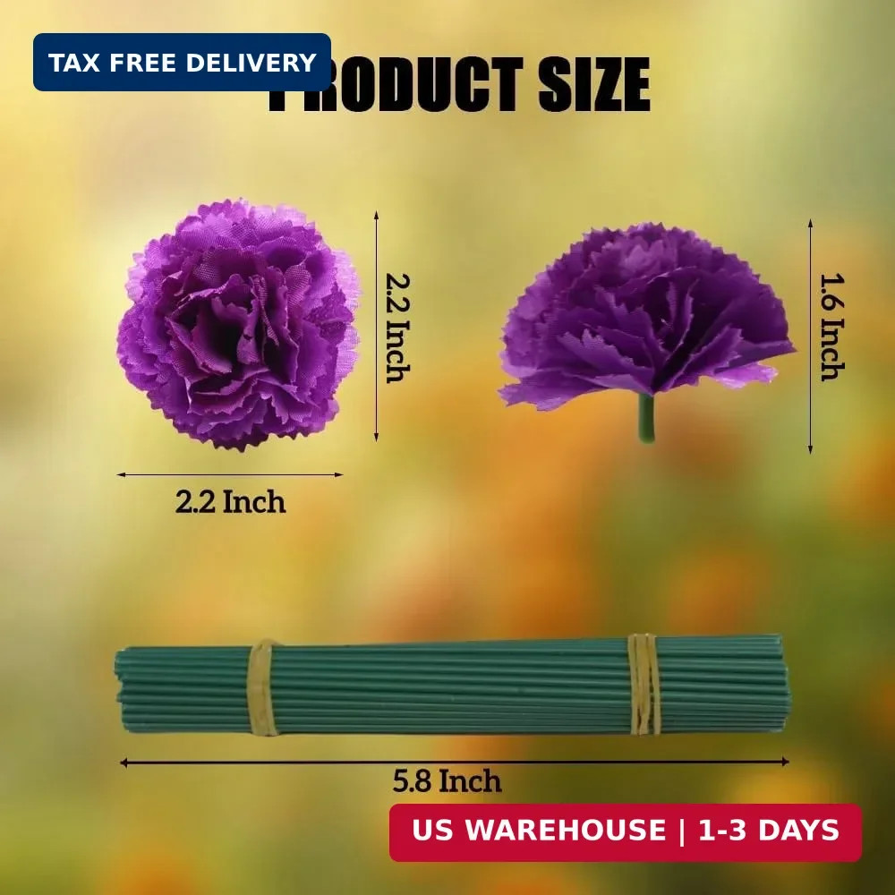 Artificial Marigold Flowers with Stems, 60 Pcs Purple Flowers Silk Flower Marigo