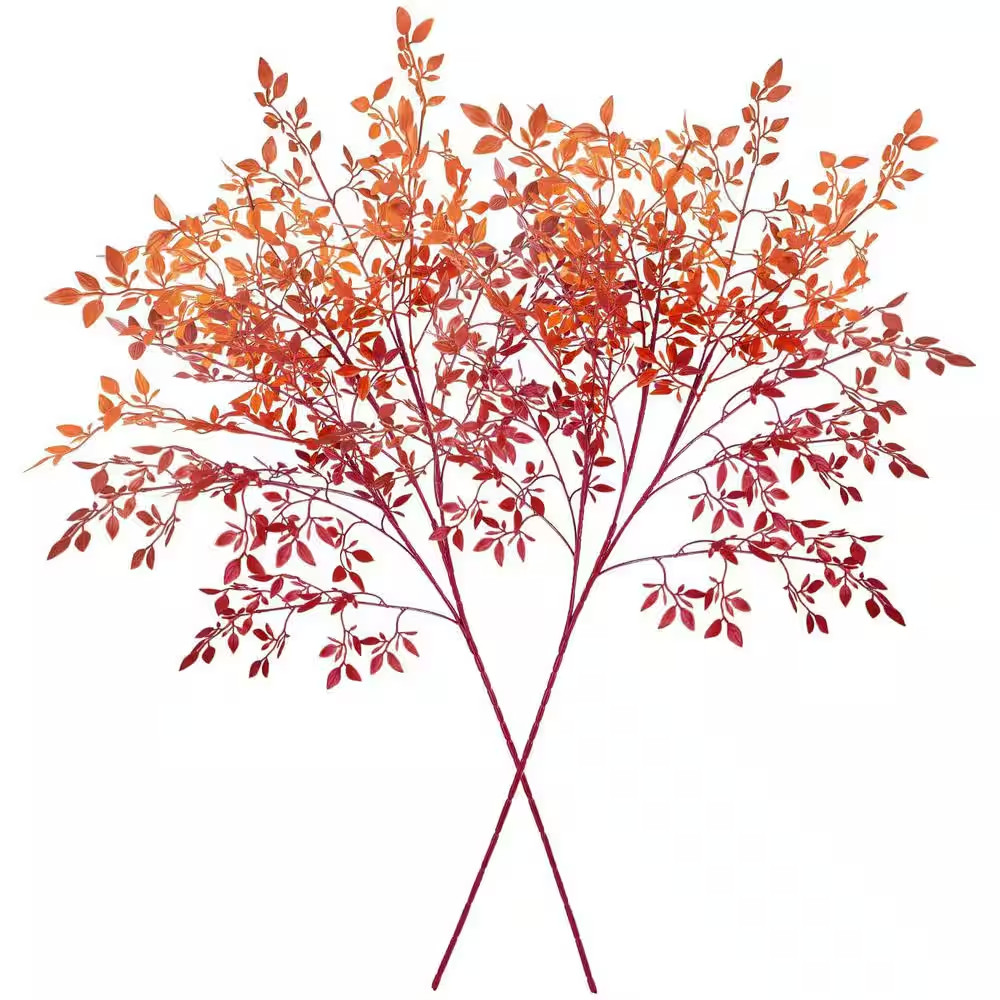 43.3 In. Autumn Artificial Foliage Nandina Branches with Lifelike Leaves for Vas