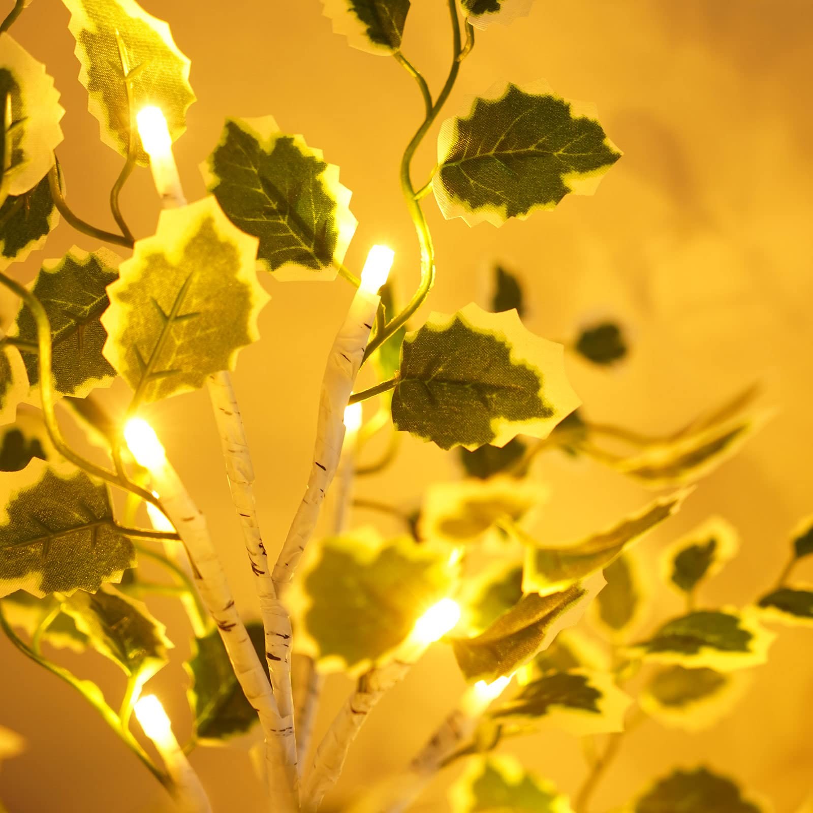 Birch Tree Lights 2 FT LED Fairy Light Green Leaves USB/Battery Tabletop Decor