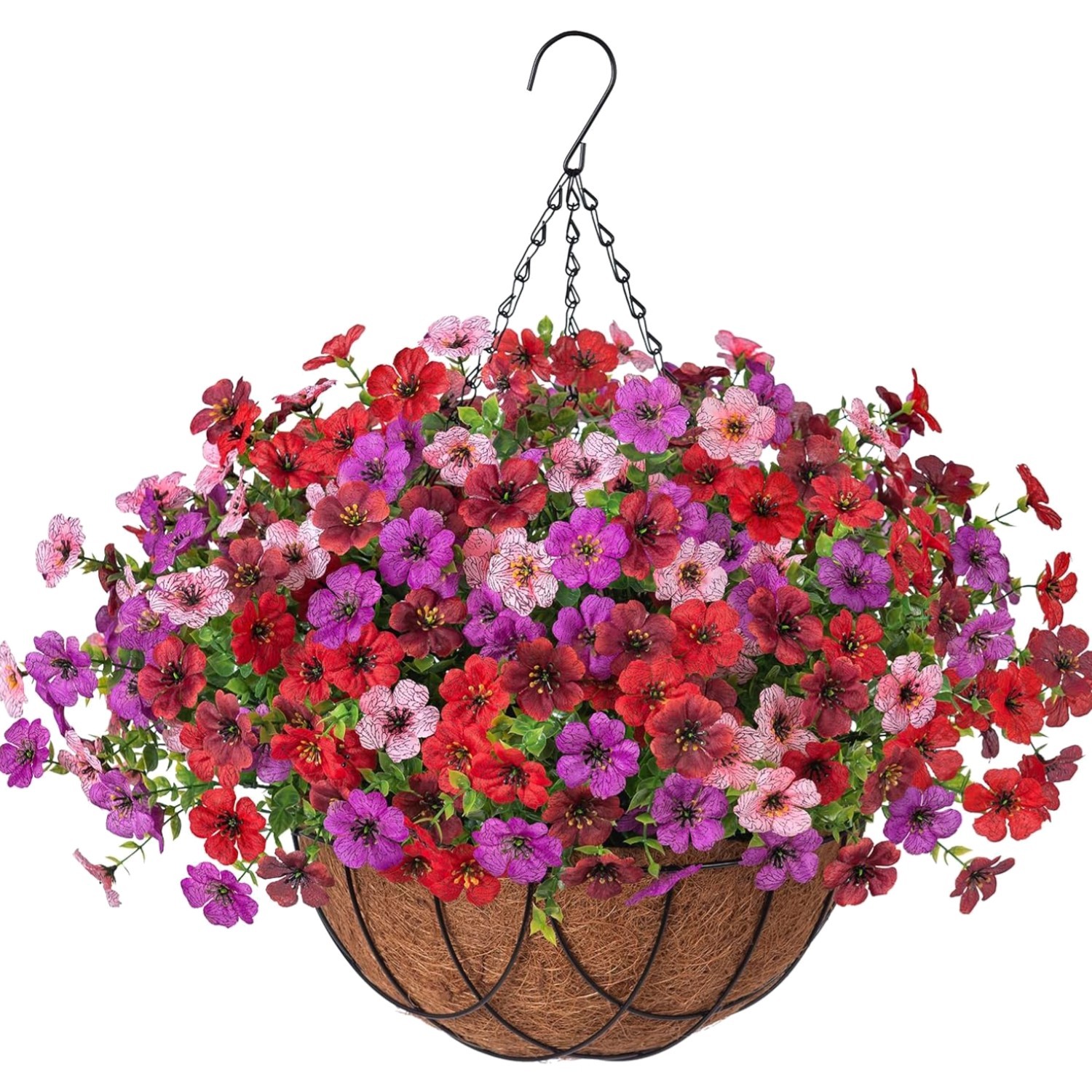 Artificial Silk Flowers Hanging Baskets Outdoors Indoors, Fake Daisy with Euc…