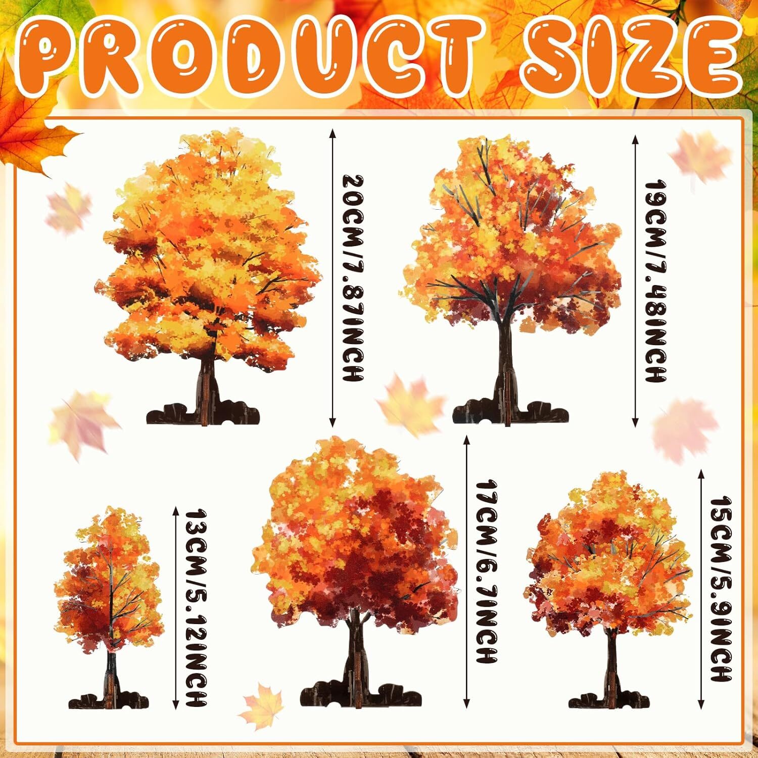 5 Pieces Mini Fall Maple Tree 5 Size Autumn Artificial Miniature Trees Villag…
