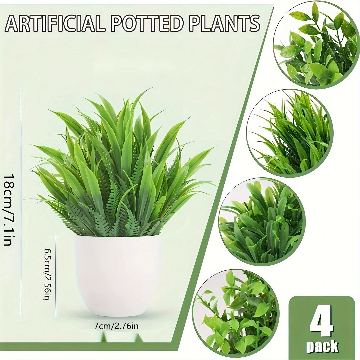 4Pcs Mini Artificial Potted Plants Fake Bonsai Greenery Home Office Decor