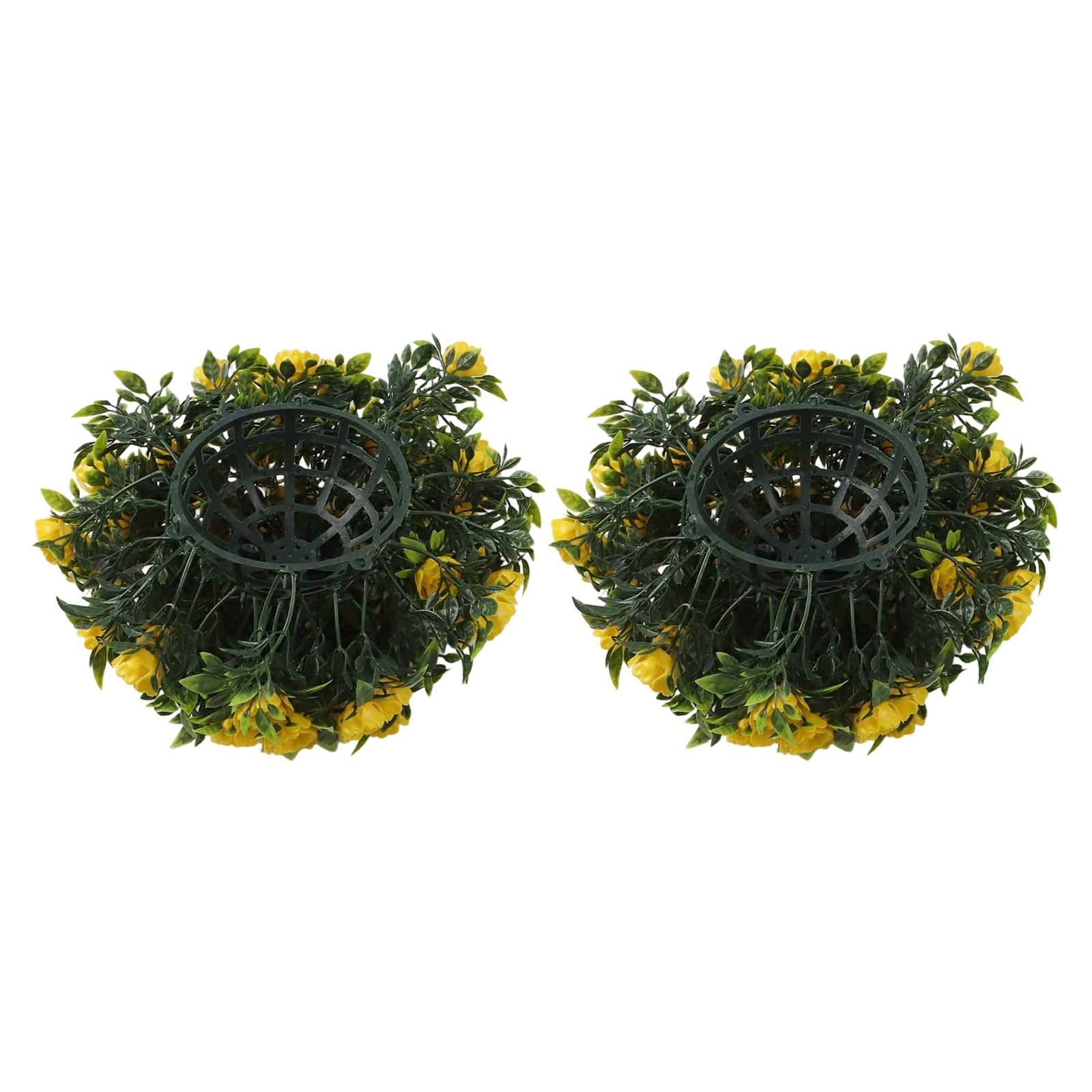 Set of 2 Faux Plant Balls Artificial Flower Balls 25cm for Hanging Decoration