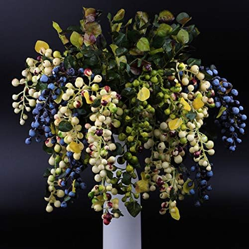 2Pcs Frosted Blueberry Stems | Fall Decor for Wreaths & Thanksgiving
