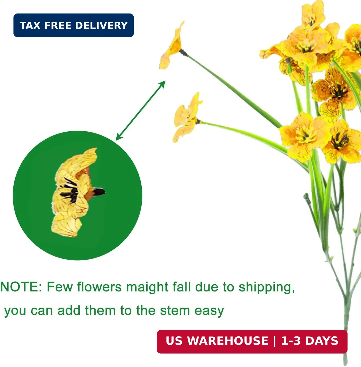 6Bundles Artificial Flowers for Outdoor,No Fade Fake Plastic Flowers Faux Plants