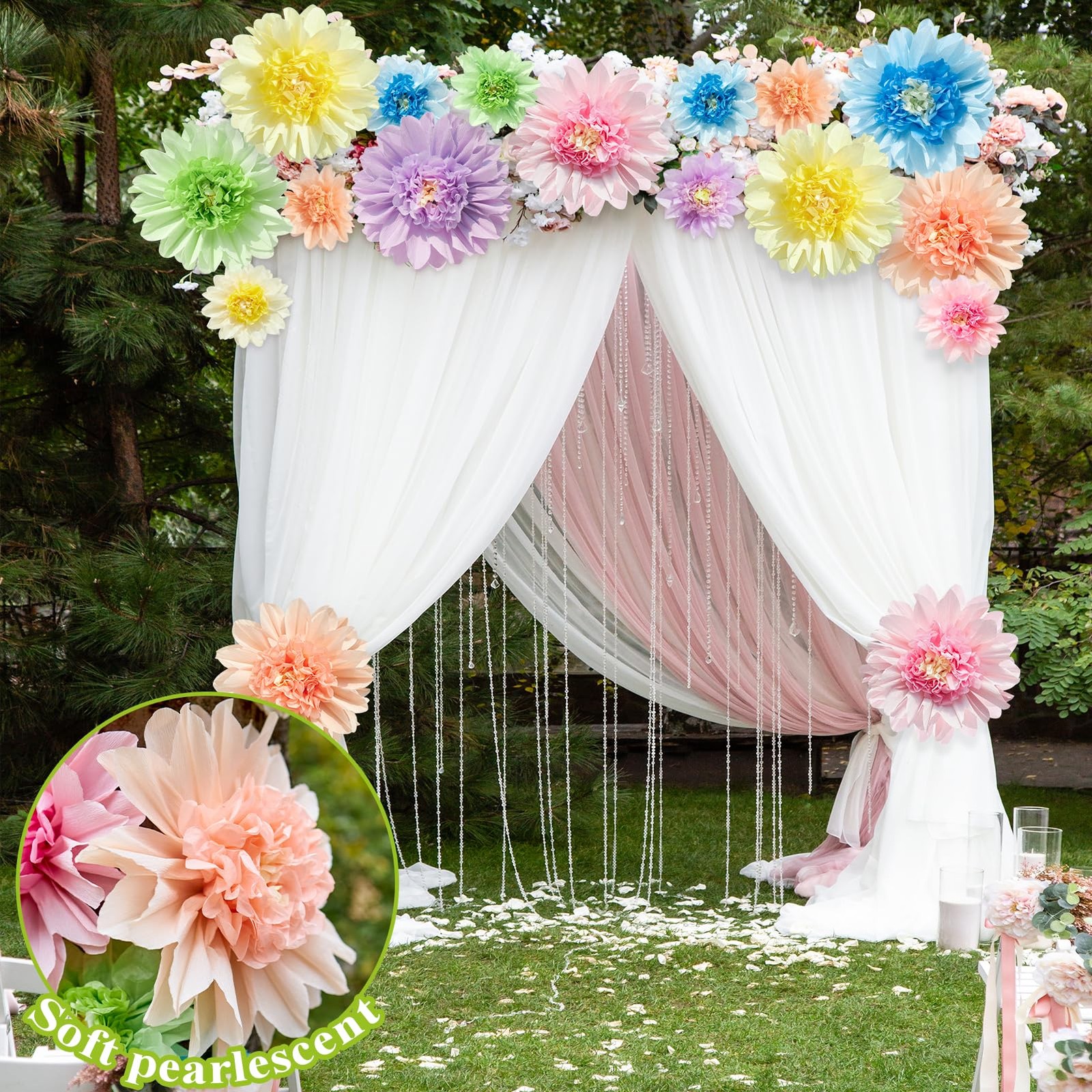 Pastel Paper Flowers, 12 Pcs Paper Flowers Decorations for Pastel Party Decor…