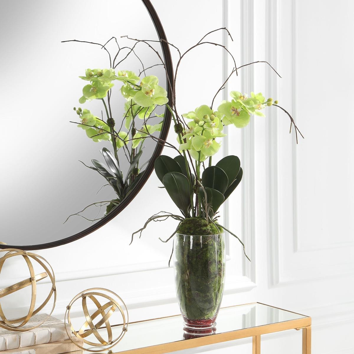 Uttermost 60199 Valdive Bright Green and Clear Glass Orchid