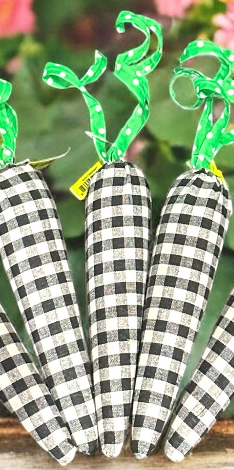 Black White Check Easter 14” Carrots SET OF 5 – Pairs With Mackenzie Childs NEW
