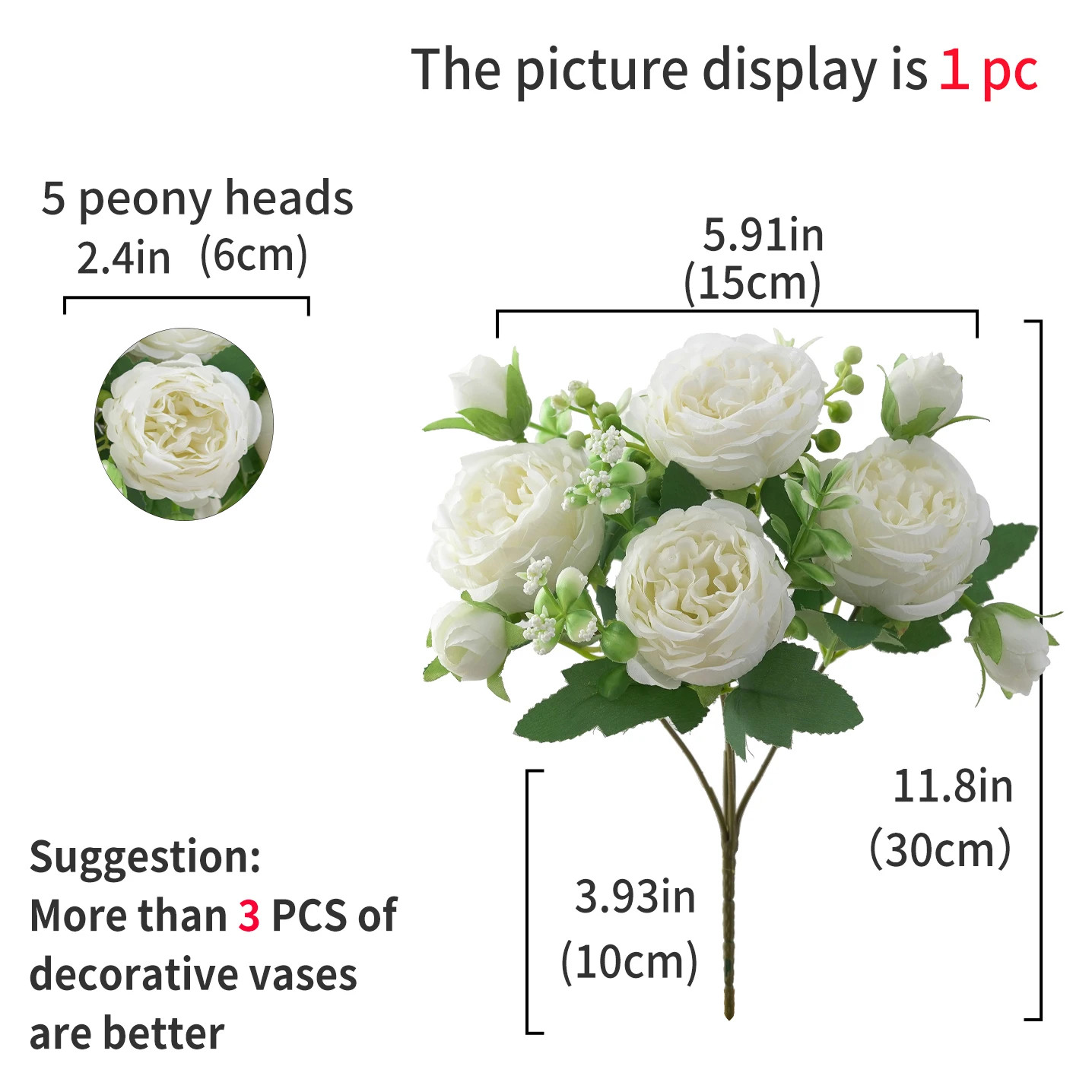Artificial Silk Peony Flowers Fake Flower Faux Bouquet For Weddings Display HOT