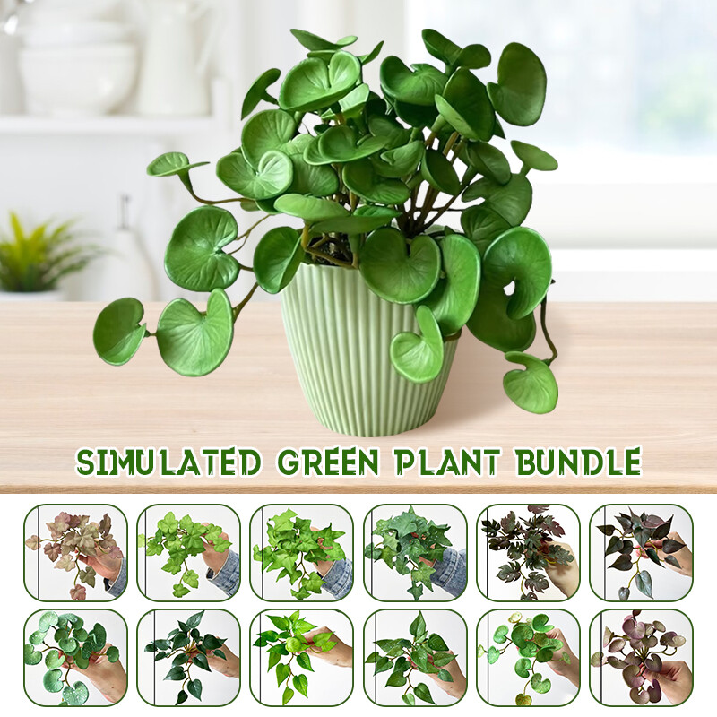 1PC Artificial Plant Mini Bouquet Copper Coin Grass Soft Glue False Green Plants