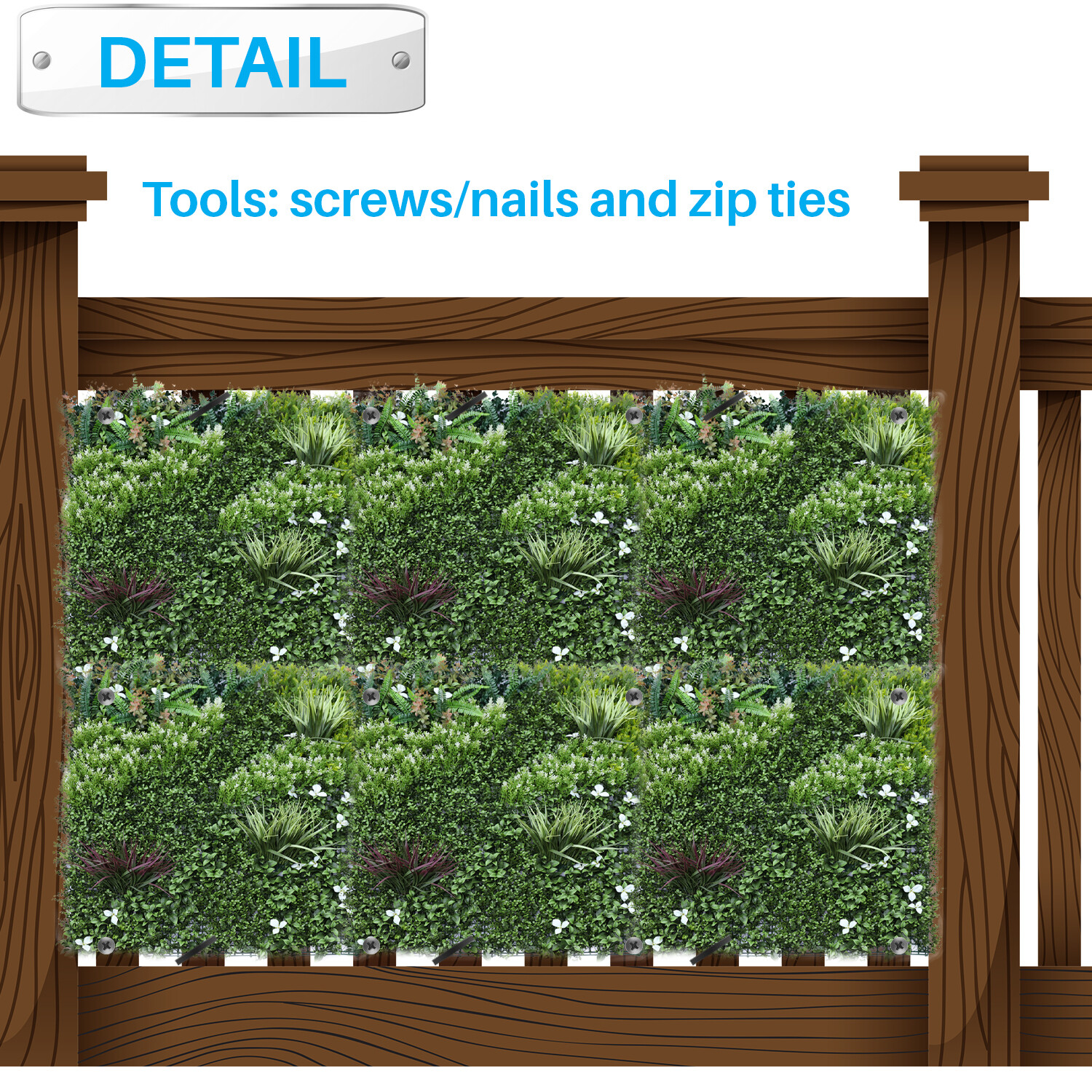 40 Inch 3D Artificial Boxwood Wall Hedge Mat Panels Outdoor Grass Fence Style#4
