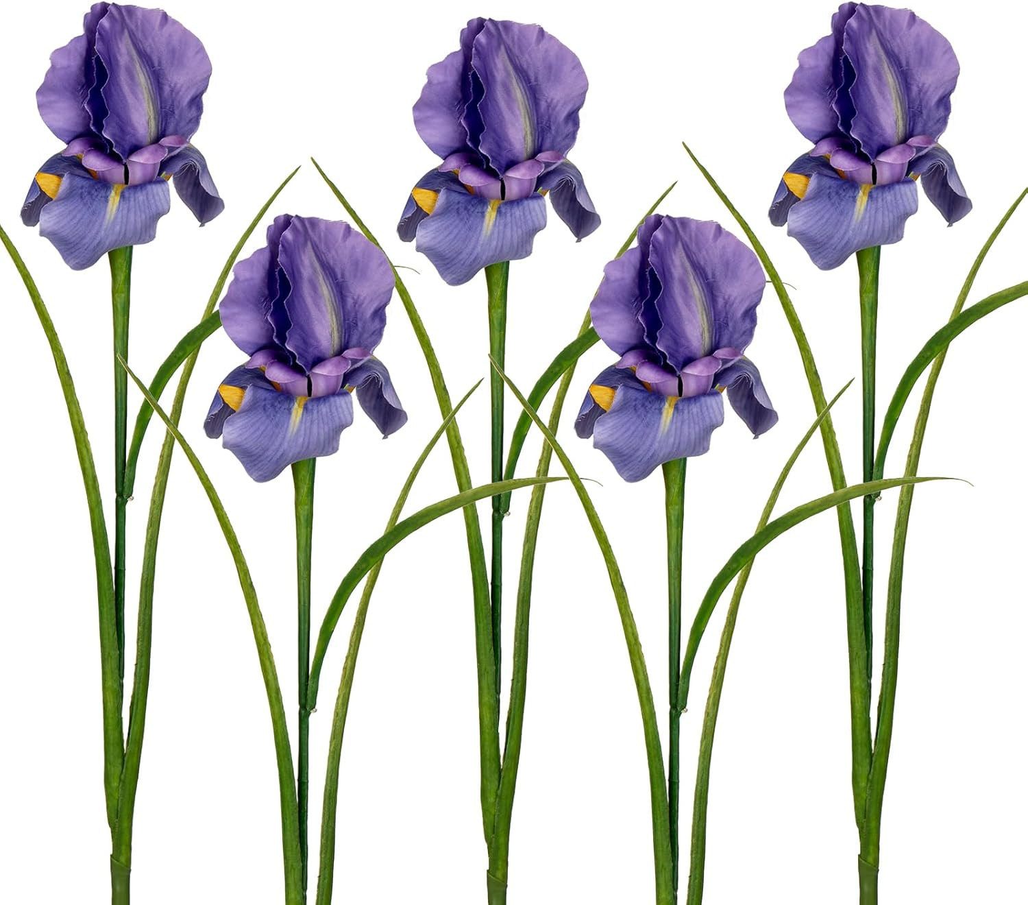 Iris Flowers Artificial 5 Pcs Real Touch Long Stems Iris Flowers 23.6″ Silk Iris