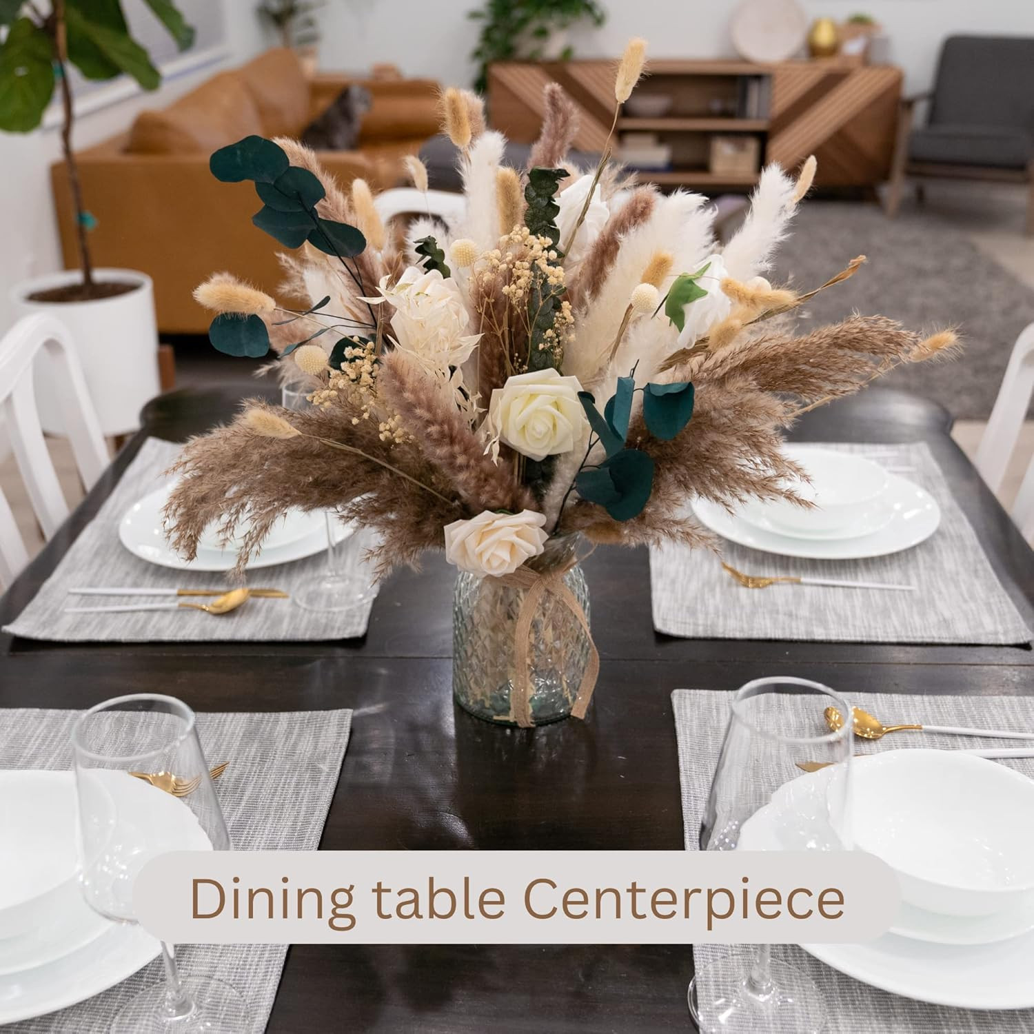 100Pcs Artificial Flowers Arrangement with Vase Included, Dining Table Centerpie