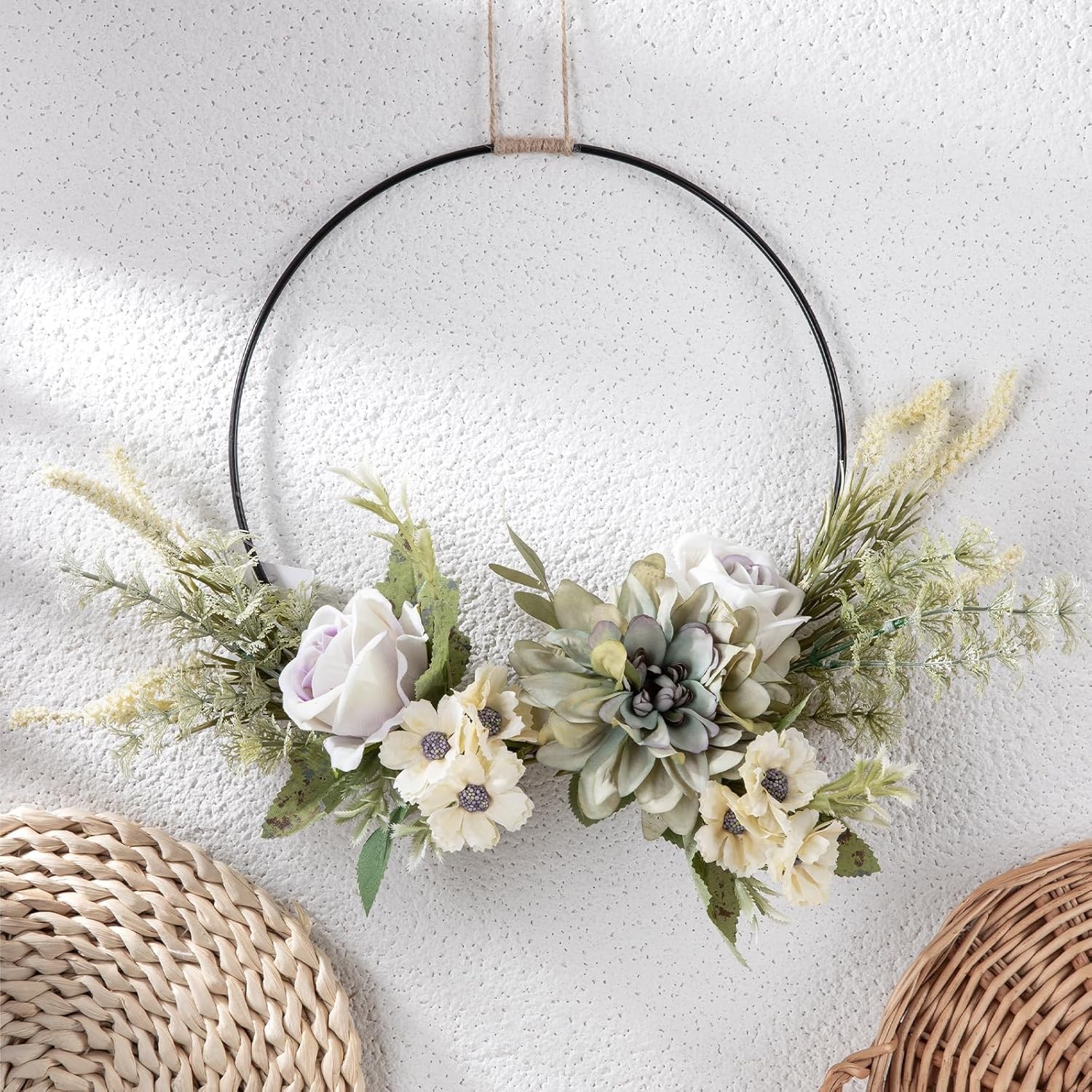 Floral Wreaths Front Door Artificial Purple Ranunculus Lavender Flower Wreath
