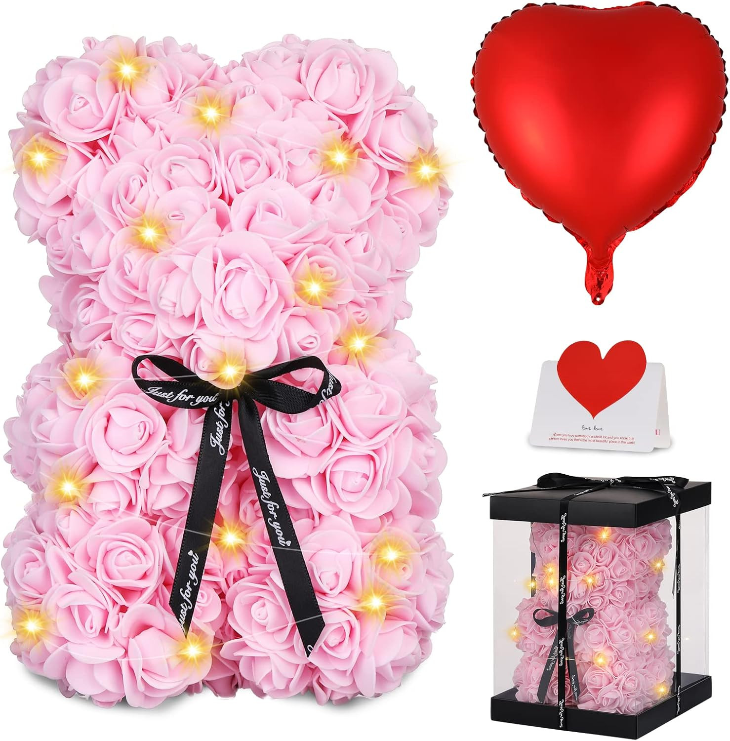 Rose Bear Mother’S Day Flower Gifts for Mom Grandma, Rose Teddy Bear