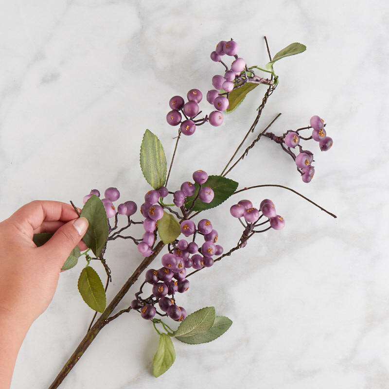 Set of 2 Artificial Lavender Berry Cluster and Leaf 27″ Sprays