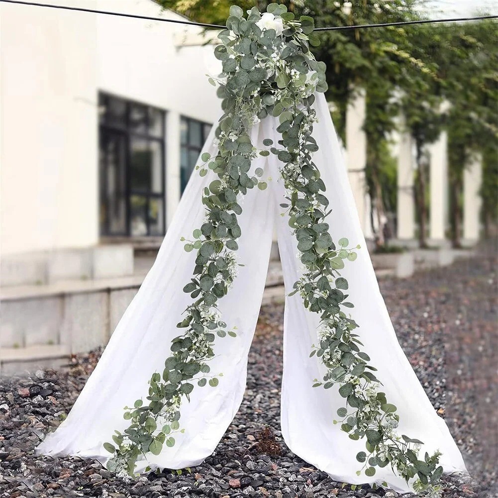 2 Pack 6.5ft Artificial Eucalyptus Garland Lambs Ear Garland Faux Leaves Vines