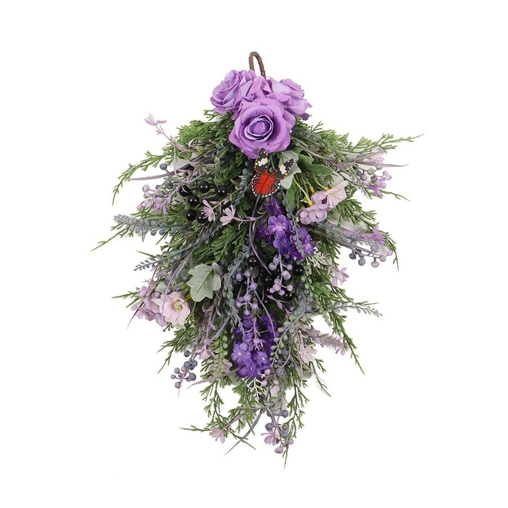 Natural Touch Purple Silk Flower Wall Hanging for Living Room or Bedroom Use