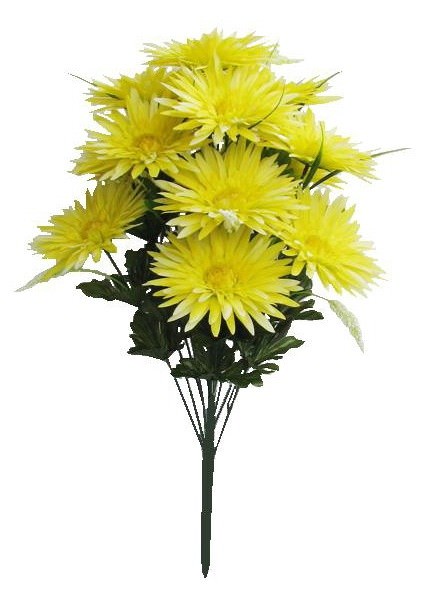 Yellow Gerbera Daisy Silk Flower Bush 22″ Tall 16-Bloom Home Office Decor Craft