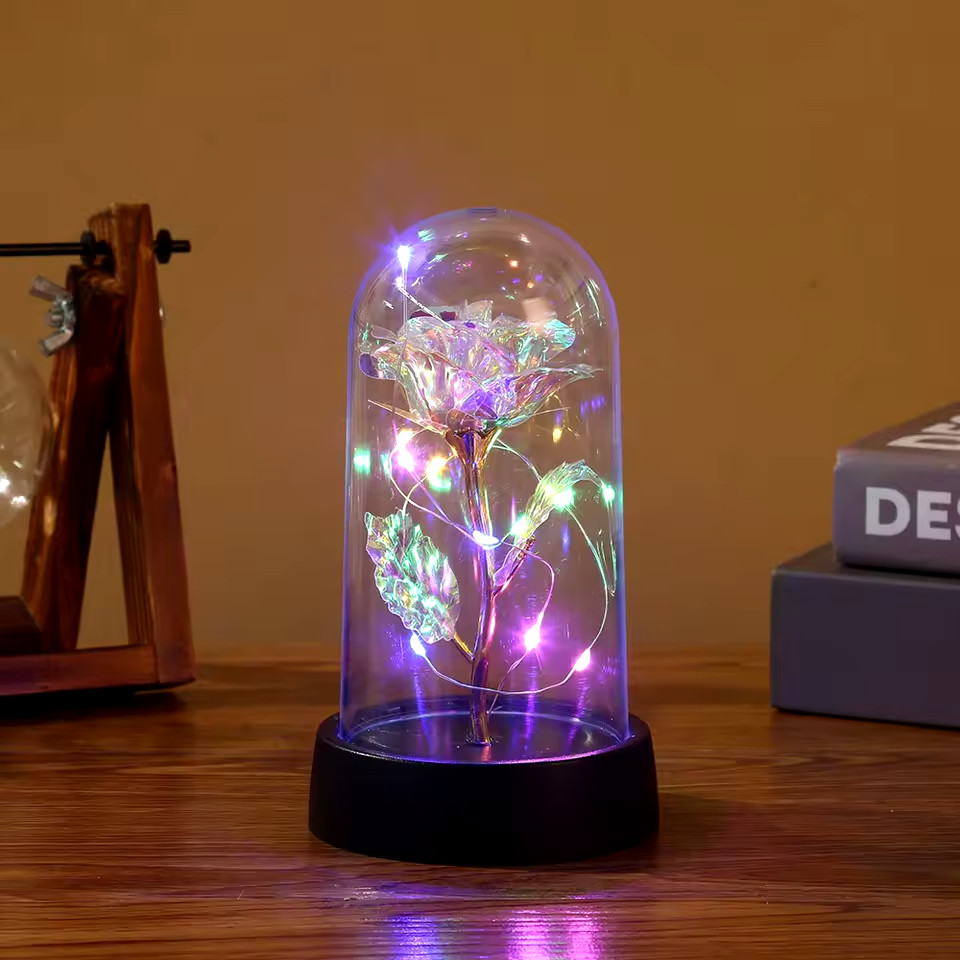 1pc Hot LED Enchanted Galaxy Rose Eternal Beauty Rose With Fairy Lights in Dome