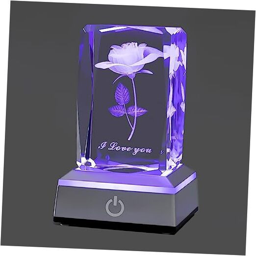 3D Rose Crystal Multicolor Nightlight,I Love You Decolamp,Christmas A-Rose
