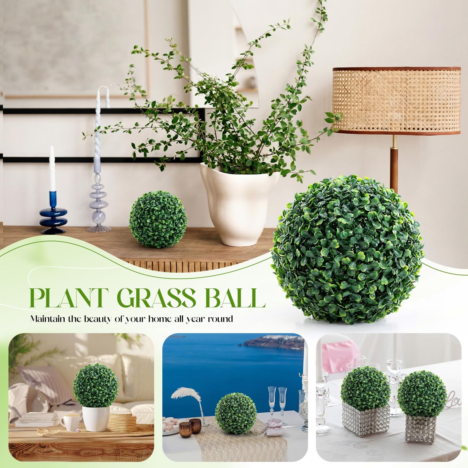5 Inch Artificial Boxwood Topiary Balls Fake Round Greenery Hanging 12 PCS