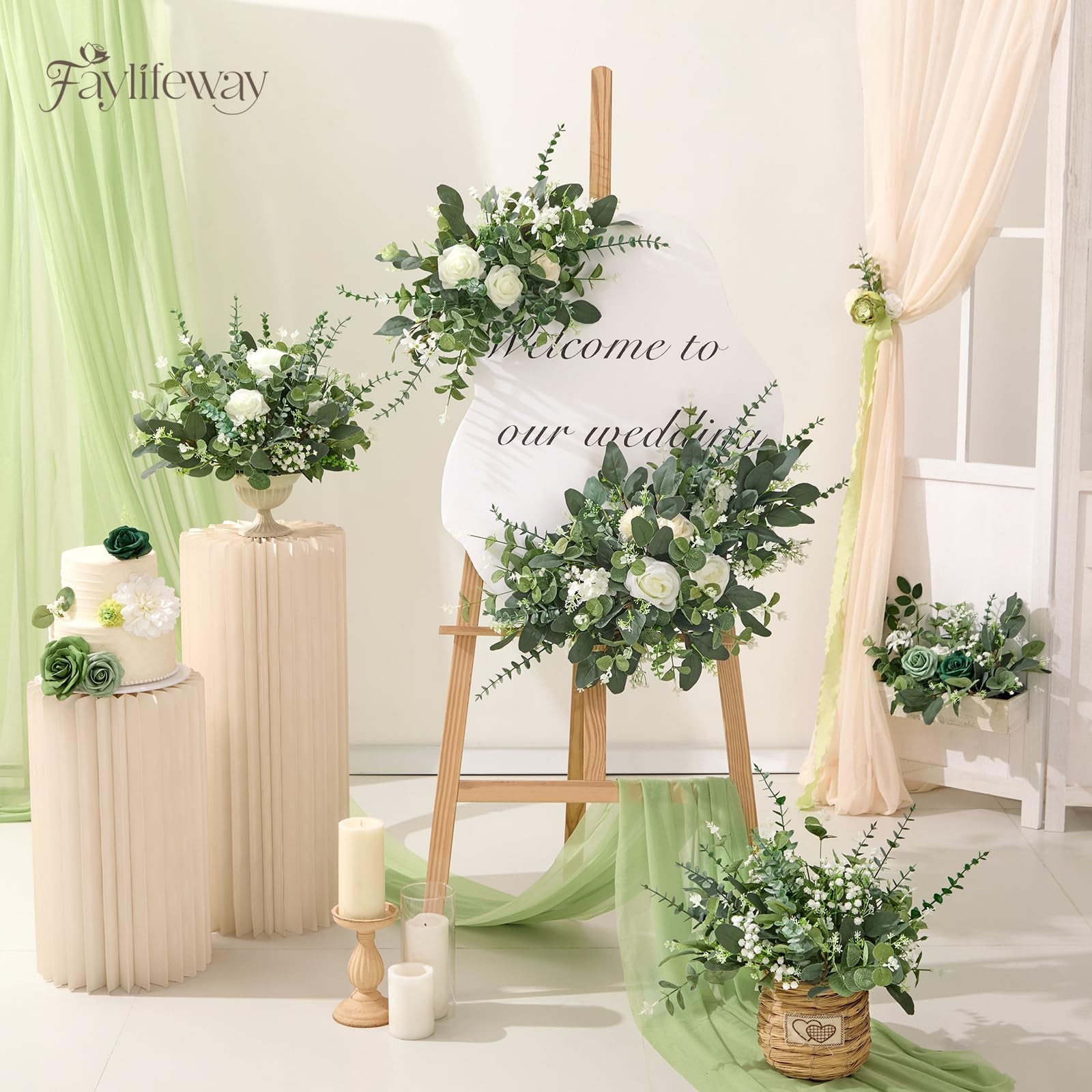 120 Pcs 4 Kinds Mixed Eucalyptus Greenery Stems, Baby Breath Flowers Artifici…