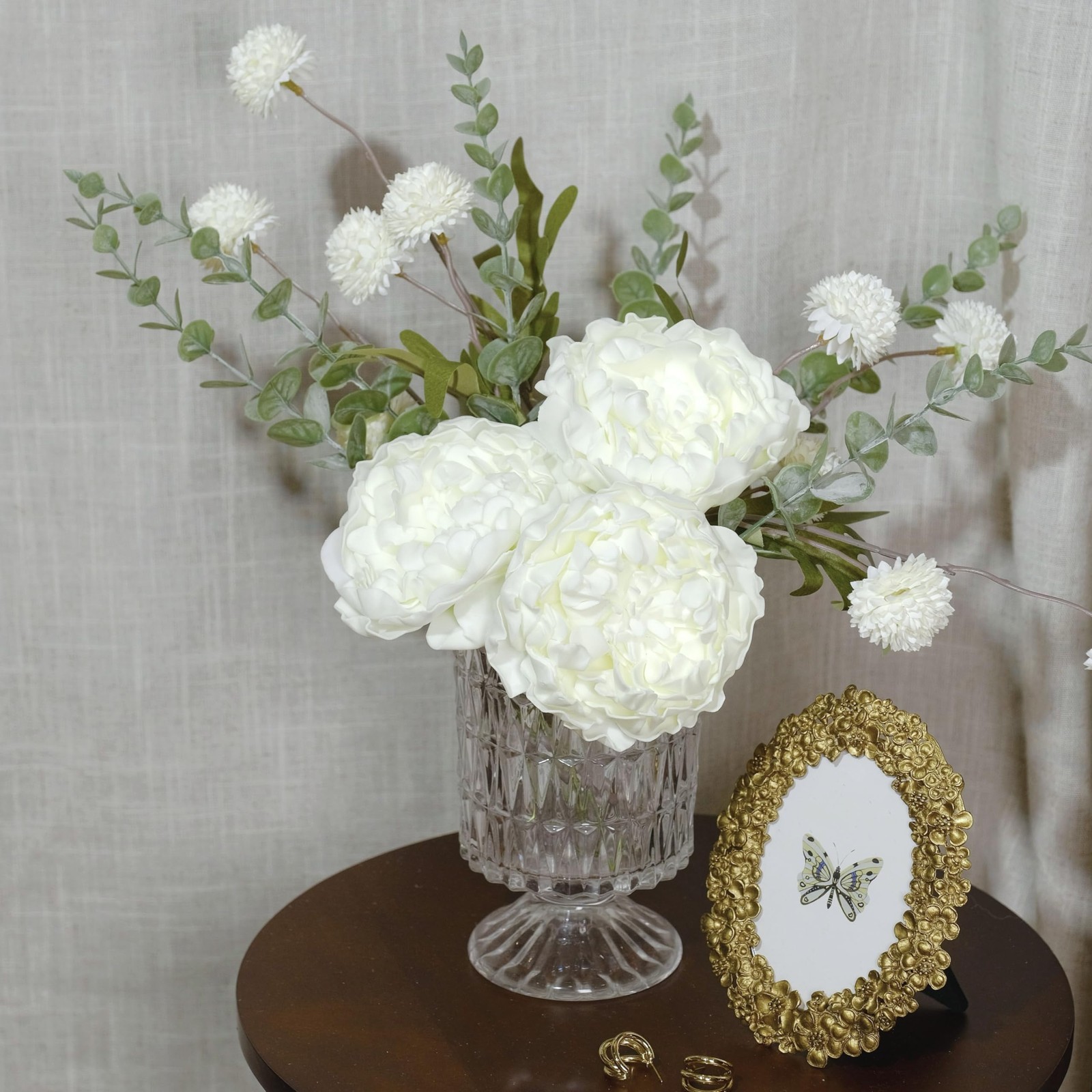 16 PCS 4 Inch Ivory Peonies Artificial Flowers Bulk Fake Peony Foam Bouquet
