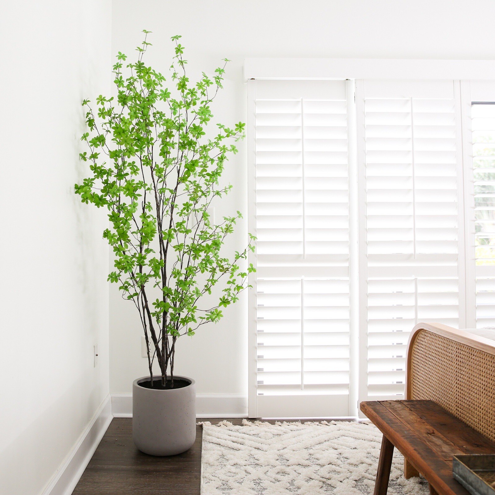 7’ Artificial Enkianthus Tree with Stone Planter Home Decor. Retail $549
