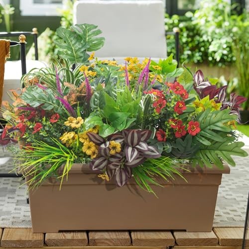 Grunyia 20PCS Fake Flowers UV Resistant Artificial Plants & Faux Shrubs –