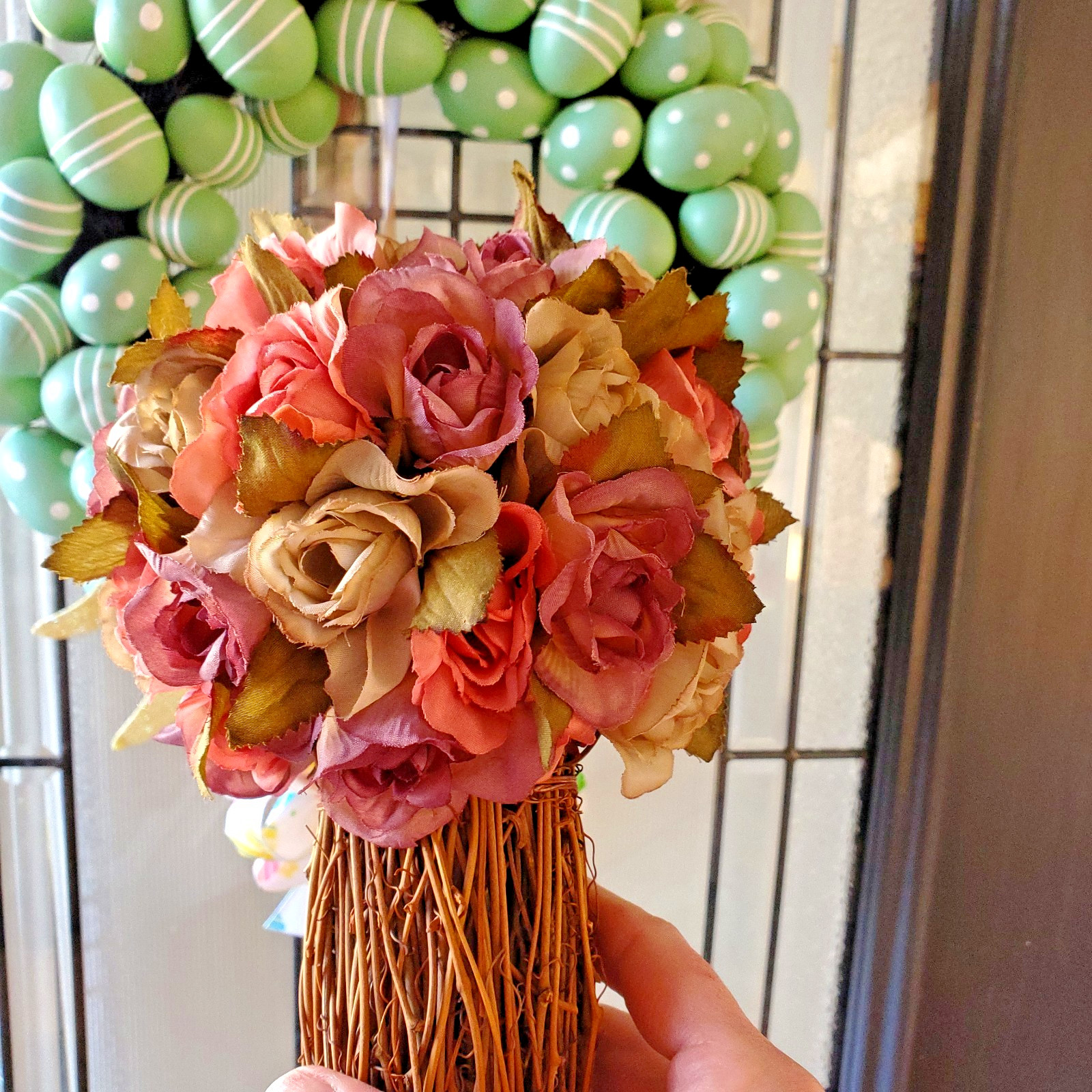 Rose Topiary Willow Base Table Tap Display Wedding Bouquet Vase Insert VINTAGE