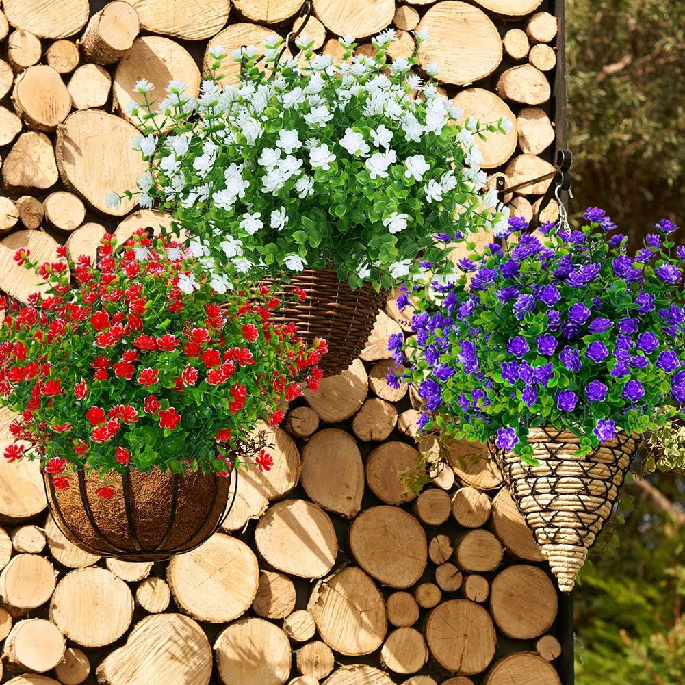 24 UV Resistant Red Boxwood Bundles – Faux Outdoor/Indoor Plants for Décor