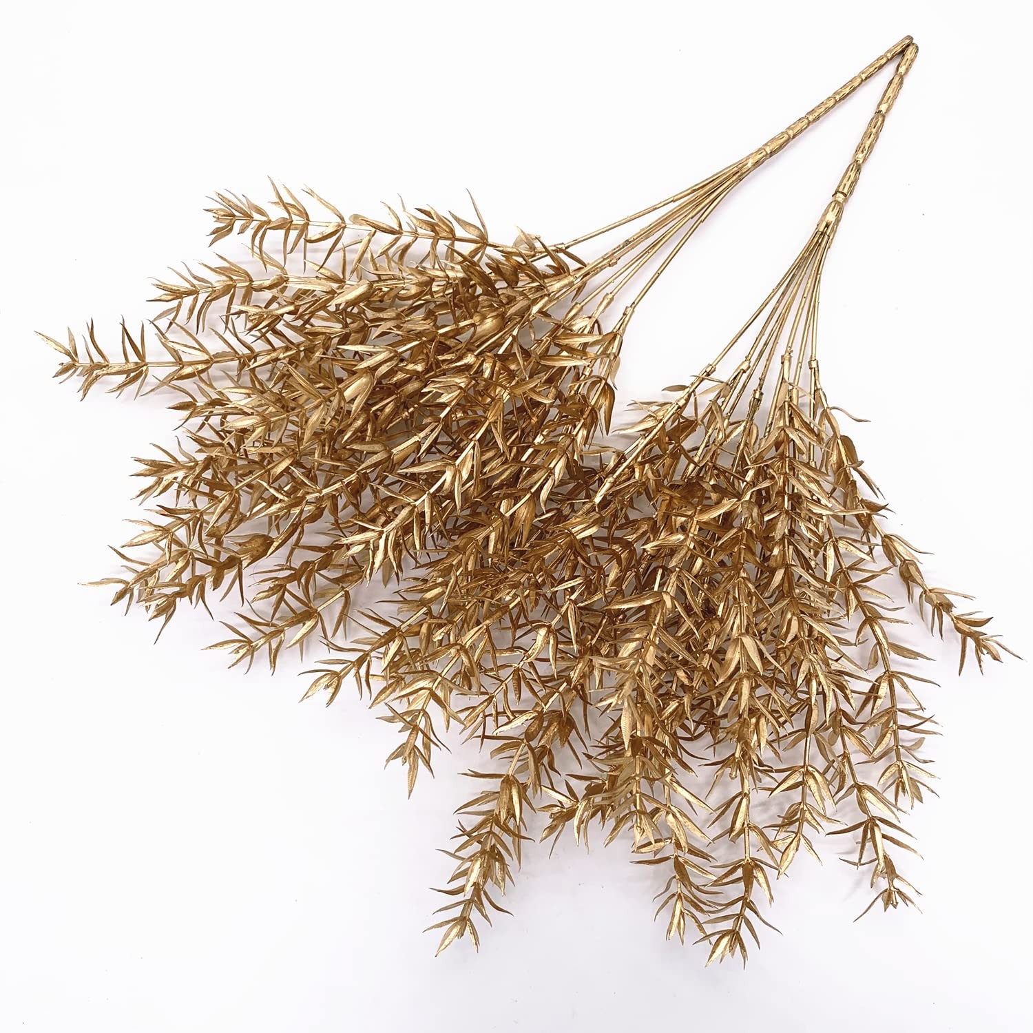 Artificial Plants for Christmas, Fake Golden Spiky Leaf Grass Plant Flowers F…