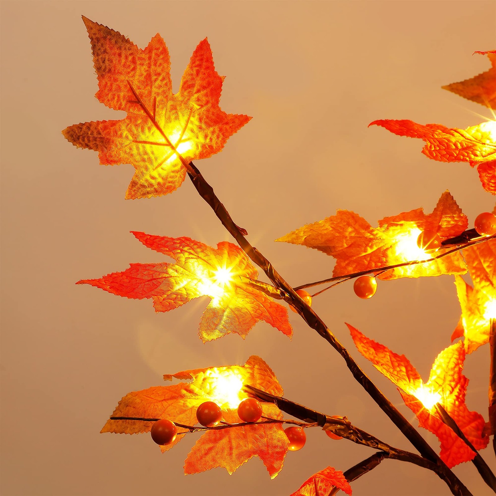LED Lighted Maple Tree, 4 FT Lighted Artificial Tree for Thanksgiving Harvest…