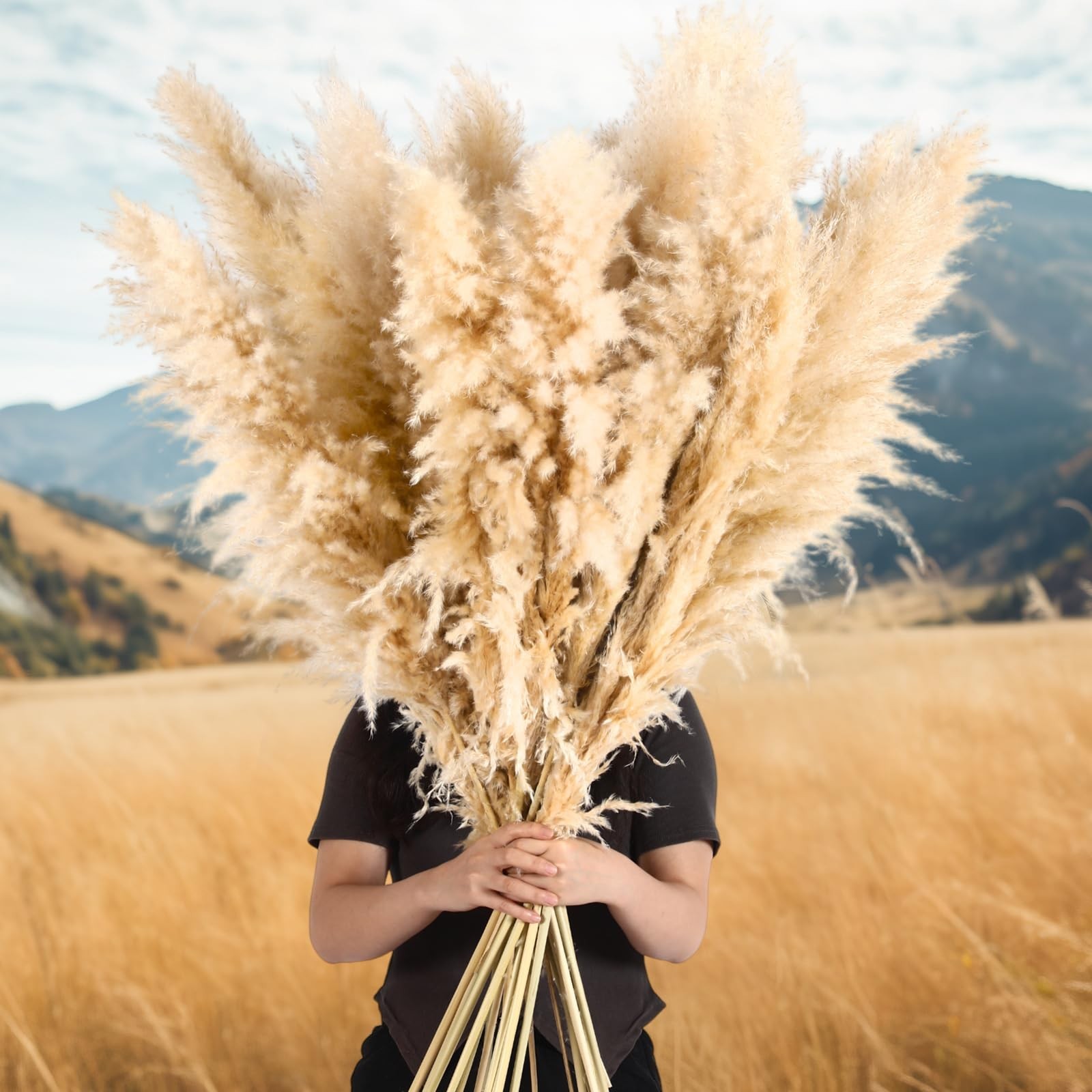 28 Pcs 30 Inch Fluffy Tall Pampas Grass Decor Bulk, Natural Dried Pampas Gras…