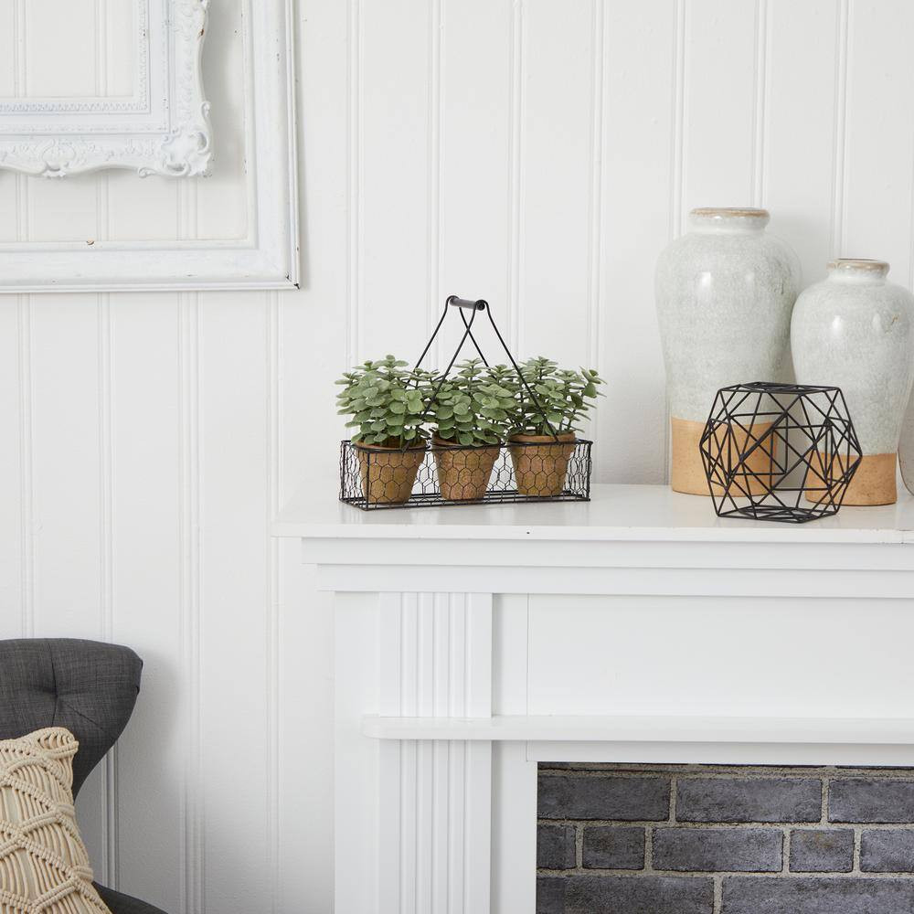 7 In. Artificial Mini Jade Garden Plant in Hanging Planter