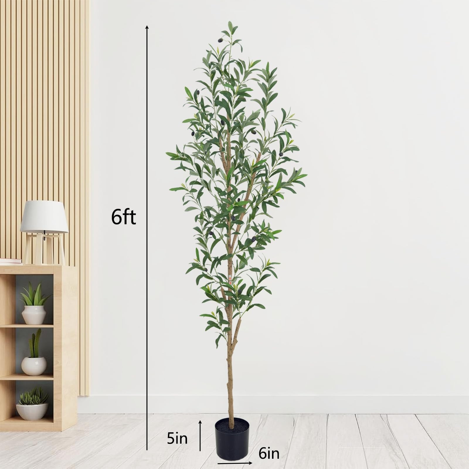 6FT Artificial Olive Tree, Realistic Faux Tree with Leaves and Fruits for Ind…