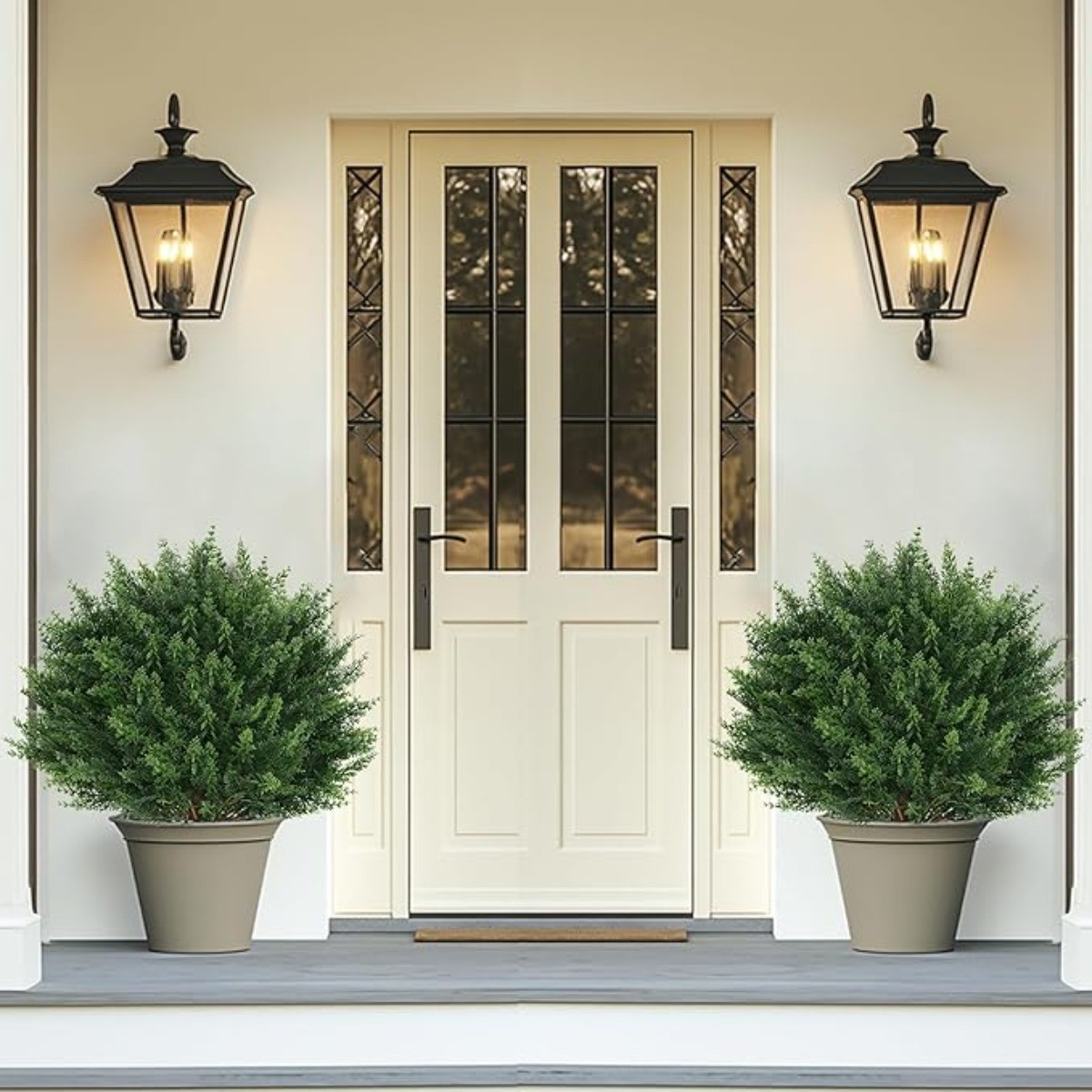 2Pc Artificial Cypress Topiary Tree Fake Faux Cedar F Porch Outdoor UV Resistant