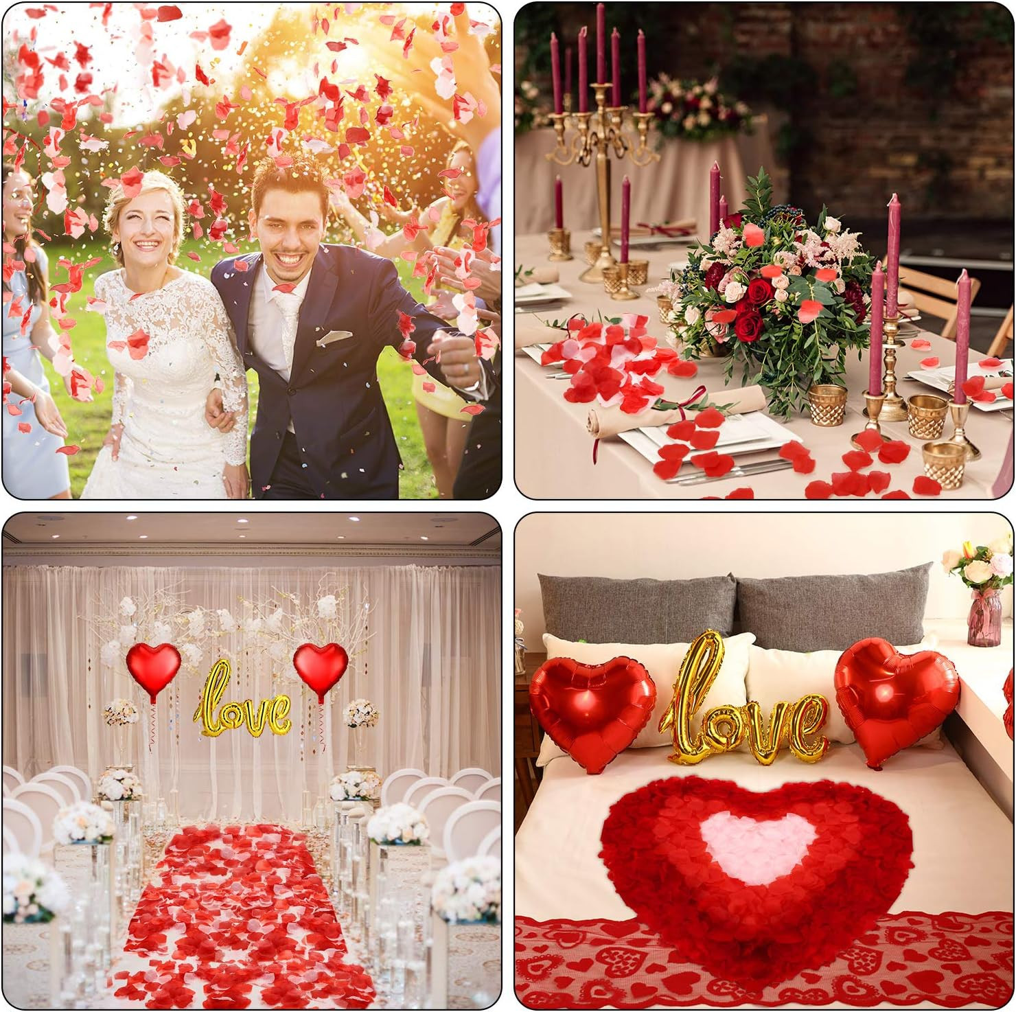 Valentines Day Red Wedding Decorations Artificial Petals Heart Shaped Love Foil