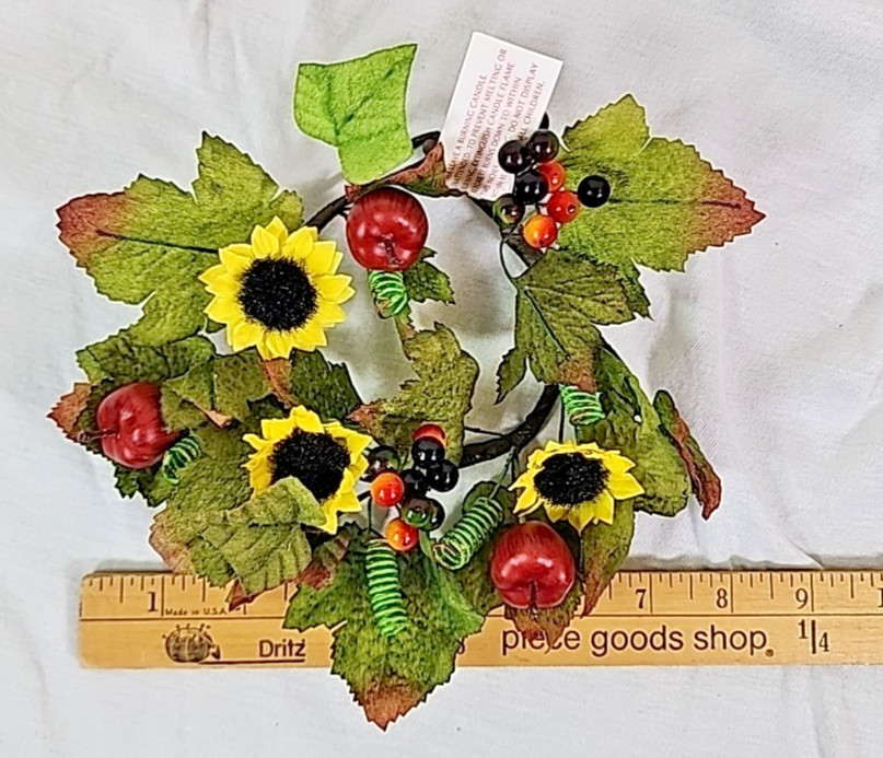 Princess House Set Of 2 Harvest Sunflower Candle Floral Pillar Rings #1200 ~ NEW