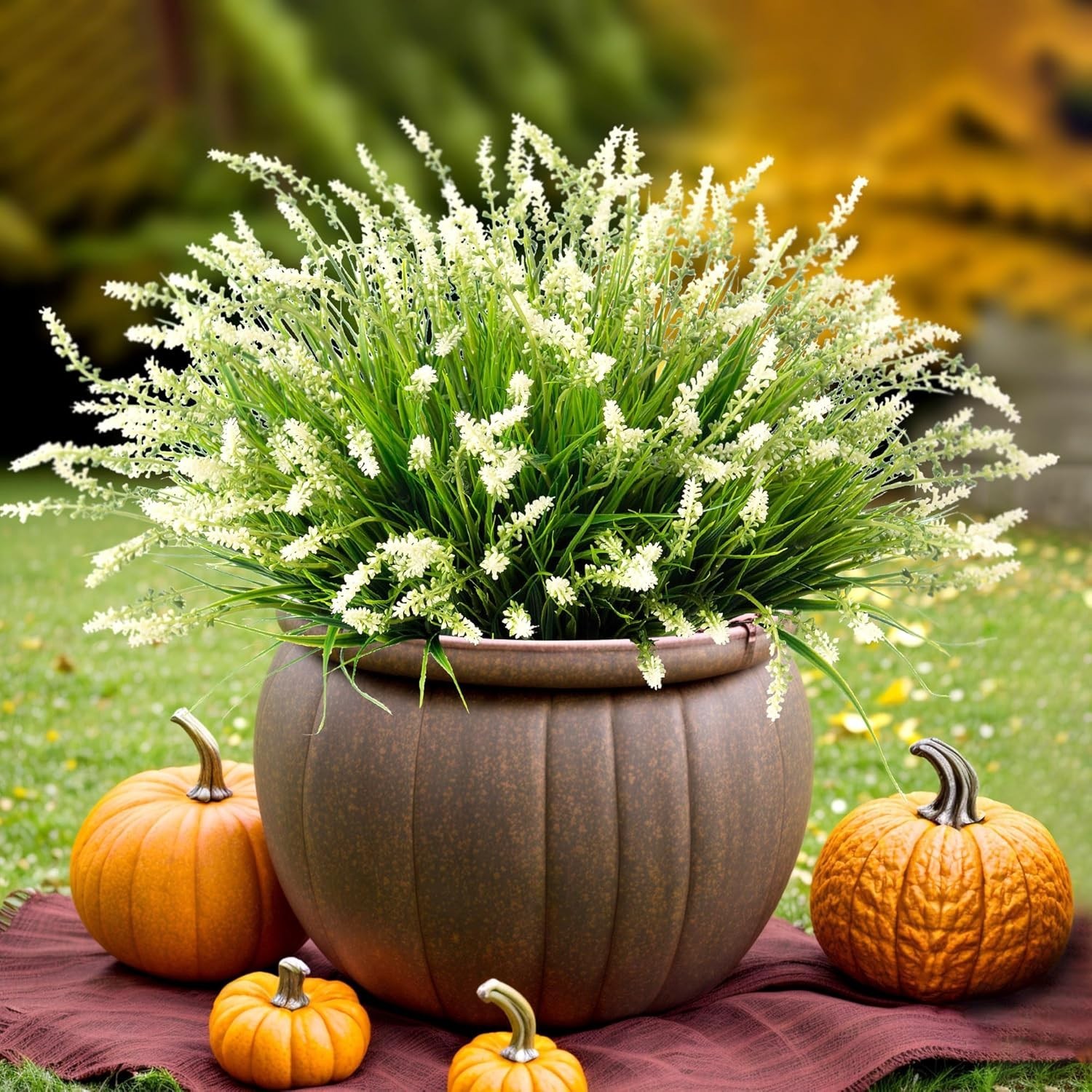 Artificial Faux Plants Flowers for Outdoor Decorations, Fake Monkey Grass for…