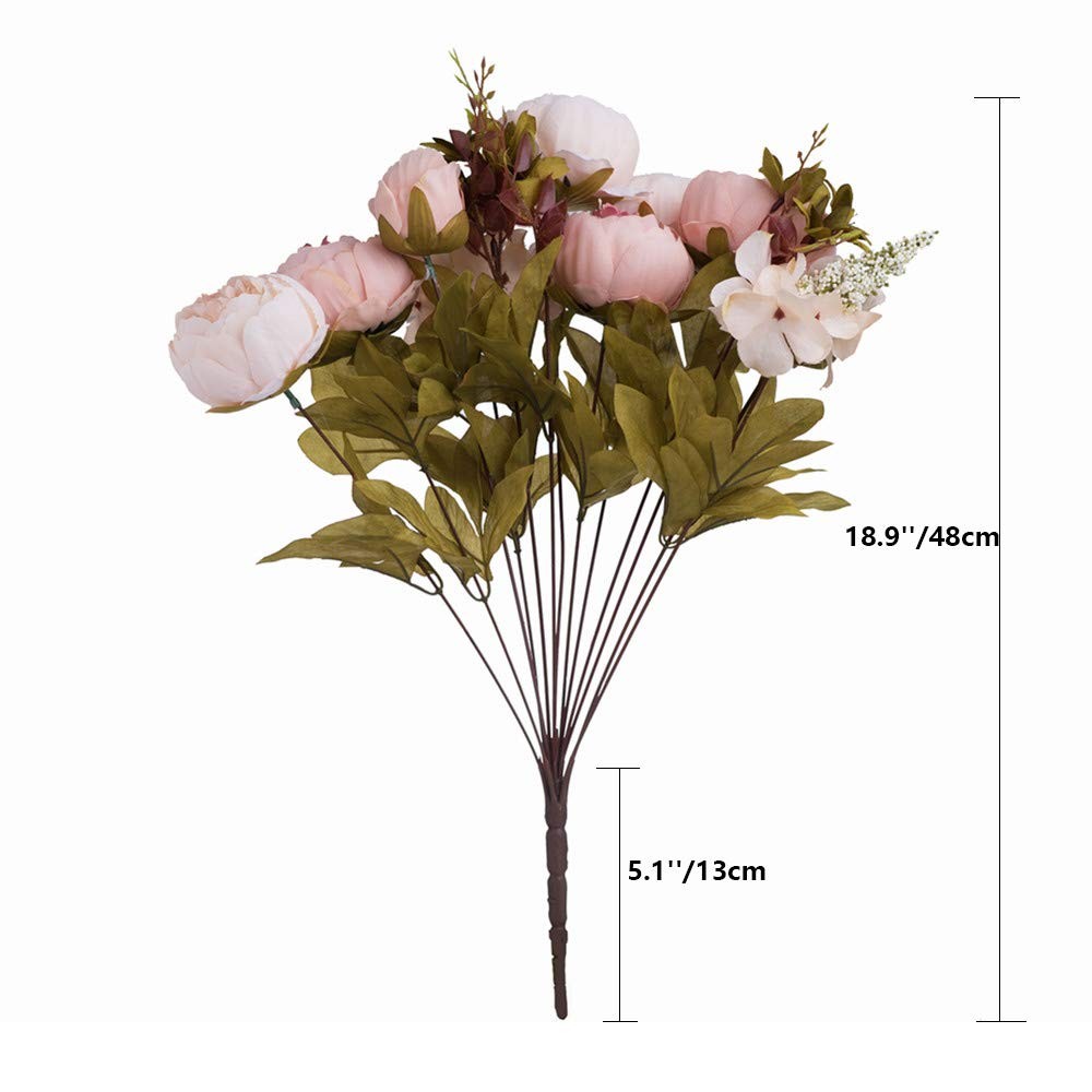 Peony Silk Flower Bouquets Arrangement Wedding Centerpieces Pink 2 Pack