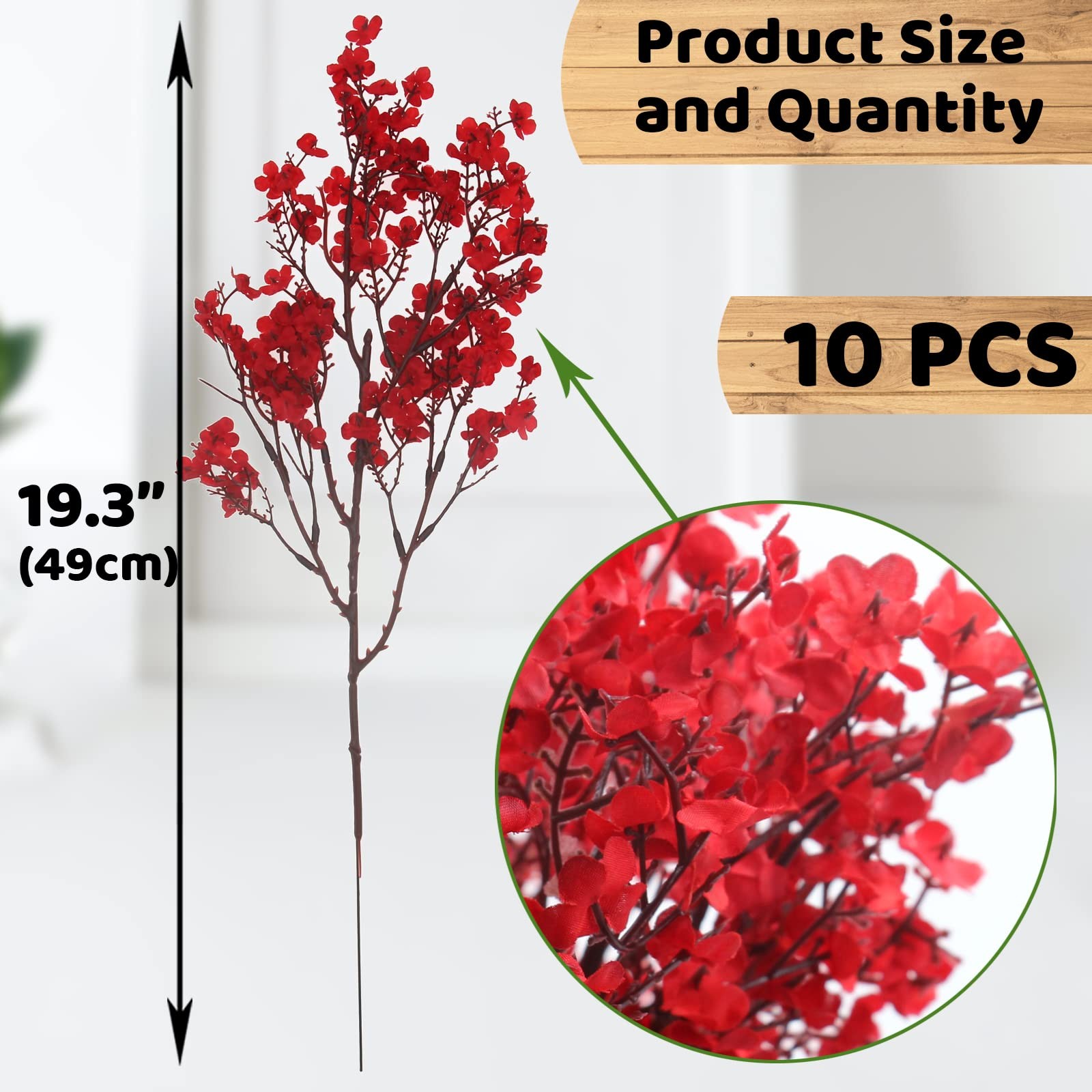 10 Pcs 4th of July Flowers Artificial Babys Breath Fake Silk Red White Blue P…