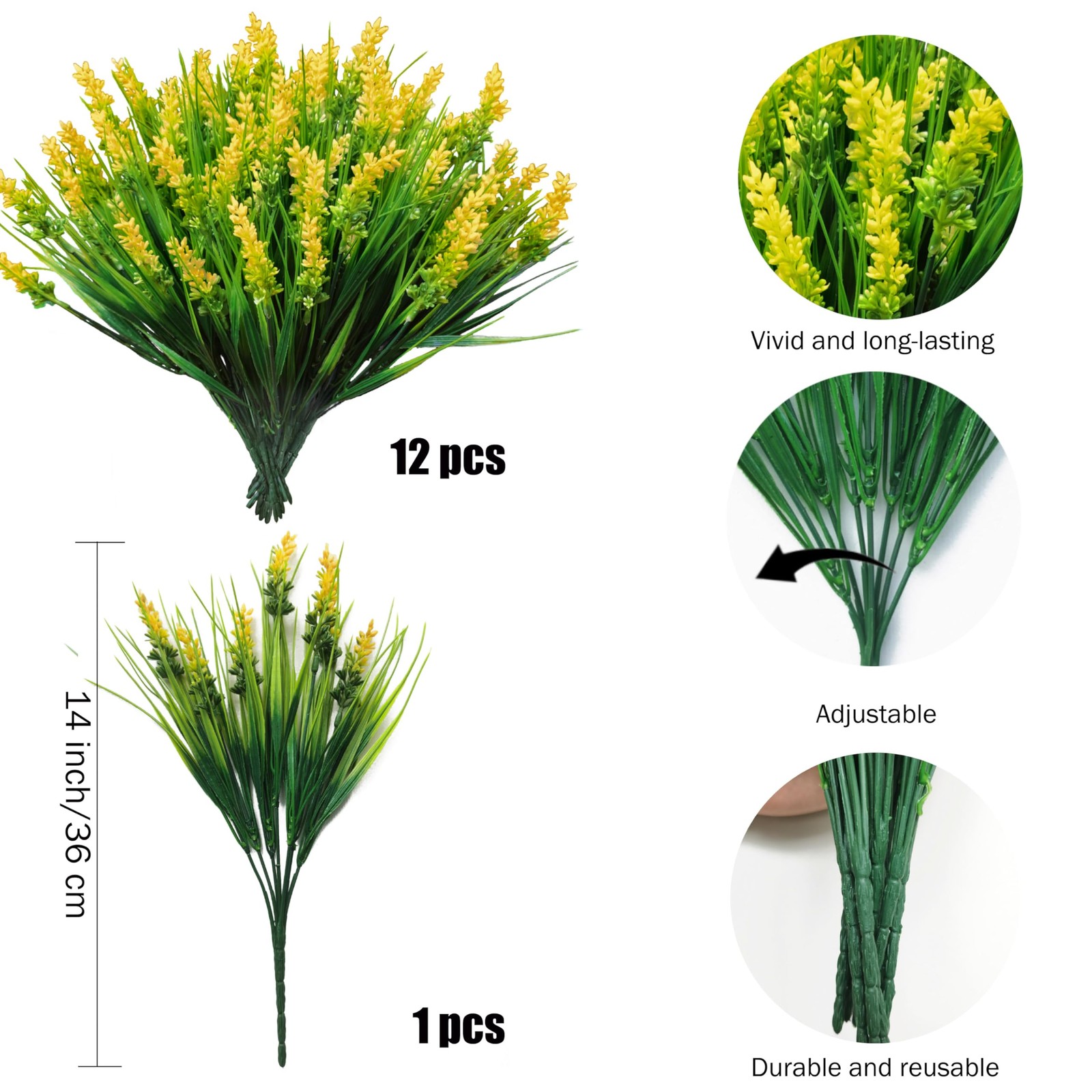 12 Bundles Artificial Plants Outdoor Fake Monkey Grass UV Resistant Faux Bush…