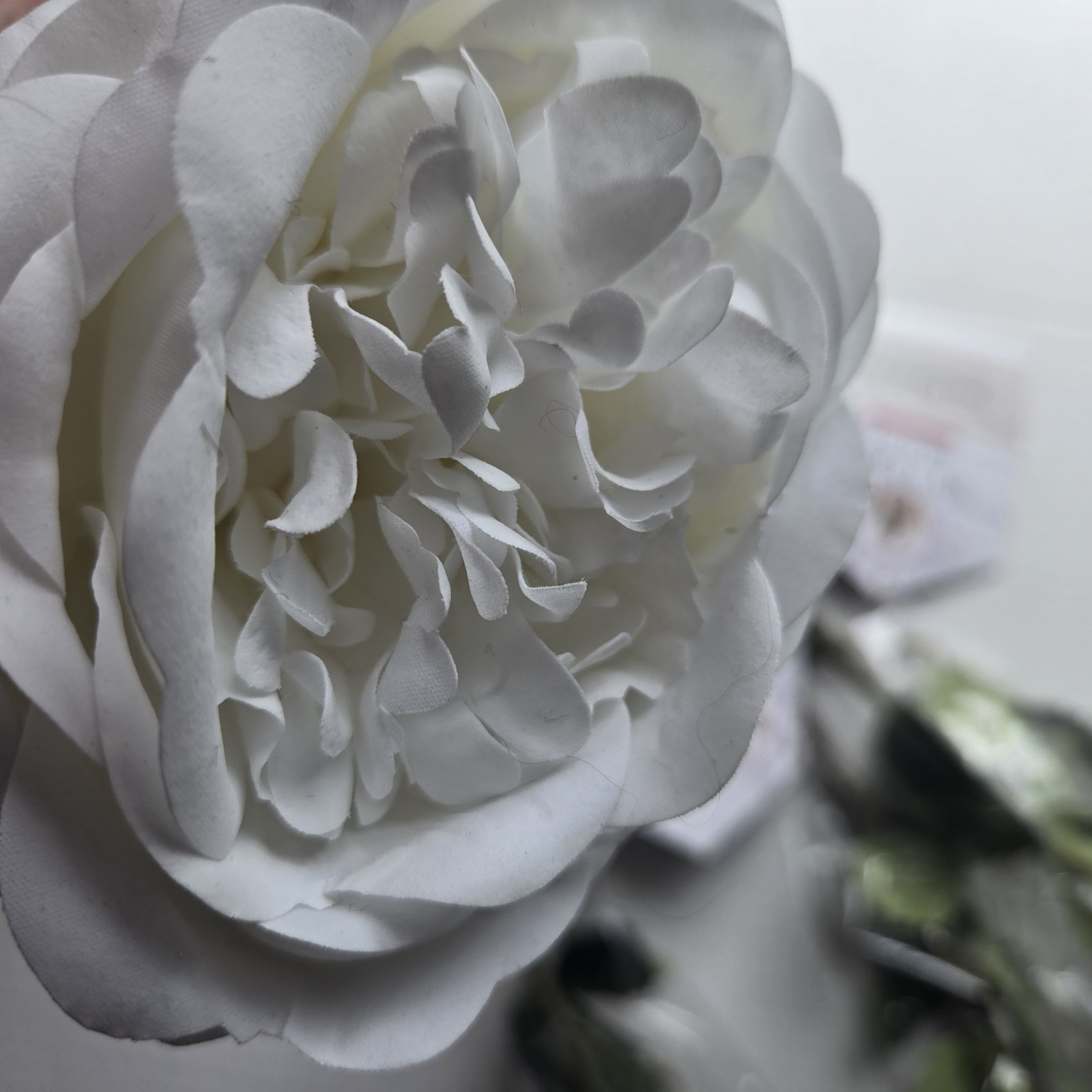 My Texas House Faux Floral Stems, 4 White Peony Artificial Flowers, NEW