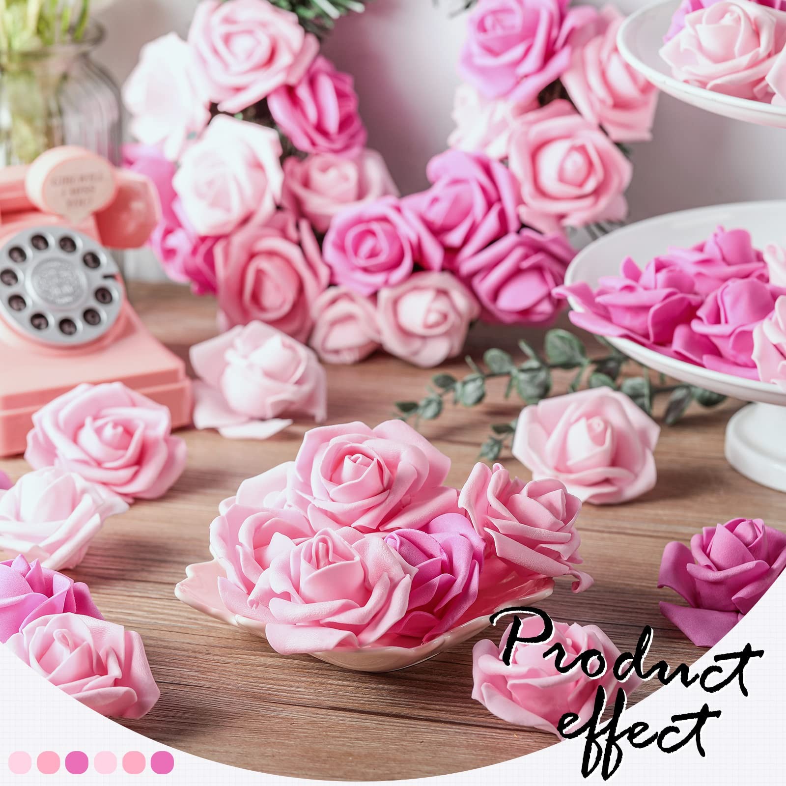 200 Pcs Artificial Rose Flower Heads Bulk Fake Foam Roses Mini Faux Flower fo…