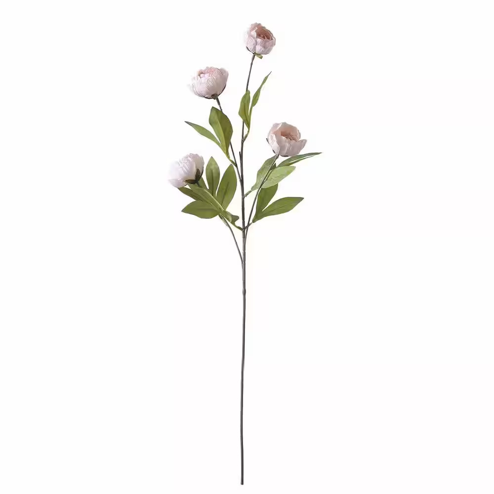 8 in 12-Pieces Cream Artificial Peony Branch Stem 27 In. Silk Flowers for Vase W