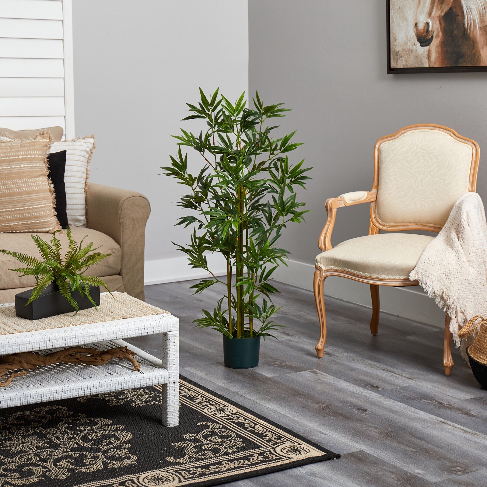 4’ Bamboo Artificial Tree w/Natural Trunks & 540 Lvs Home Decor. Retail $94